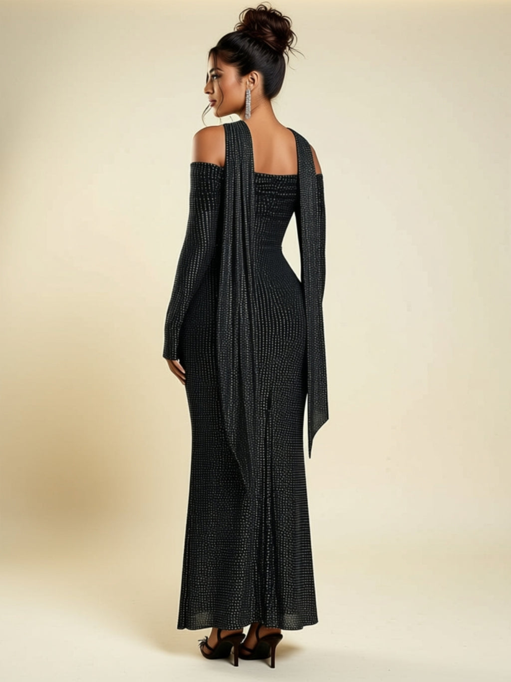 Off‑Shoulder Long Sleeve Bodycon Maxi Dress
