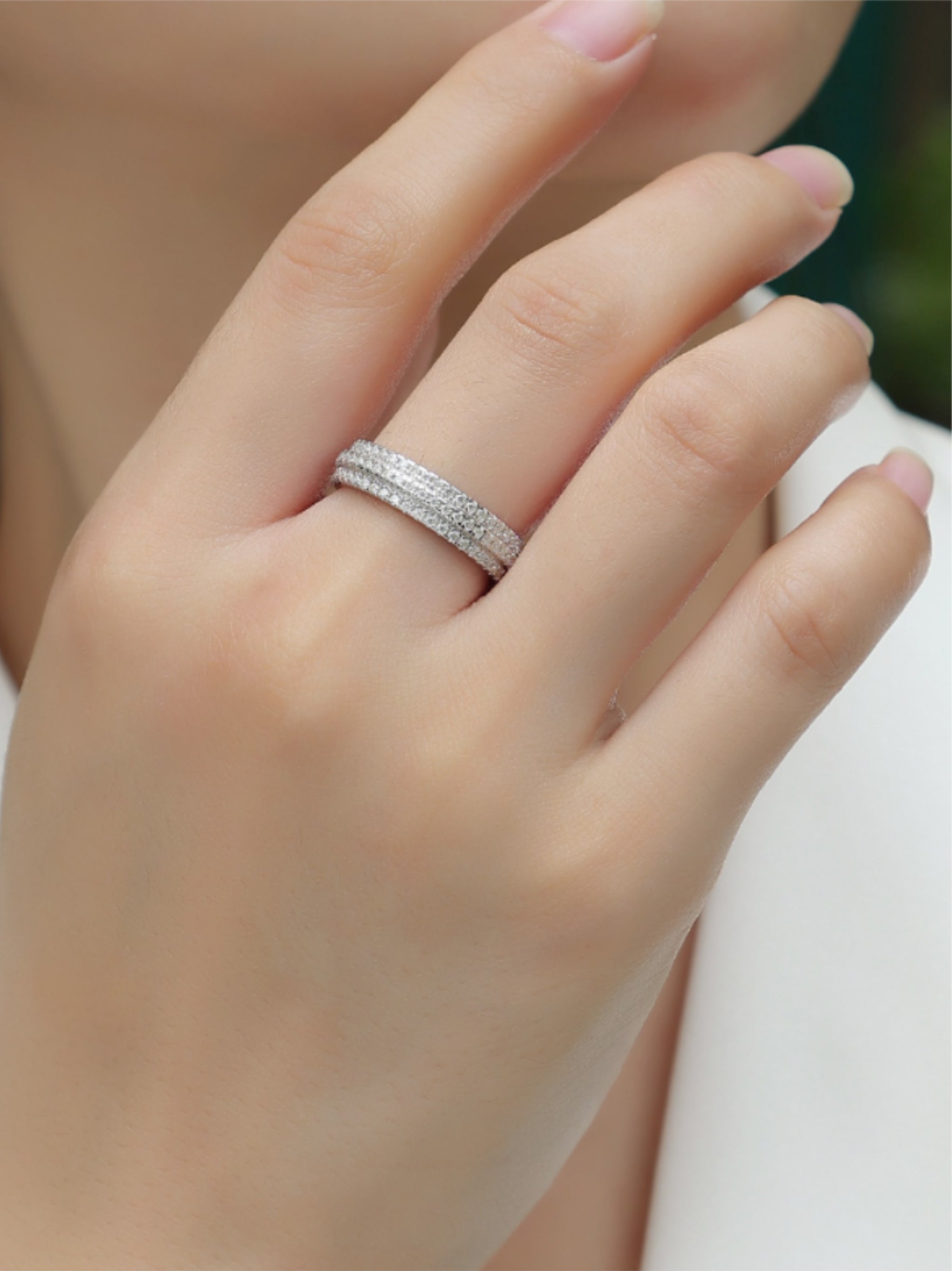 Triple‑Row Moissanite Eternity Band