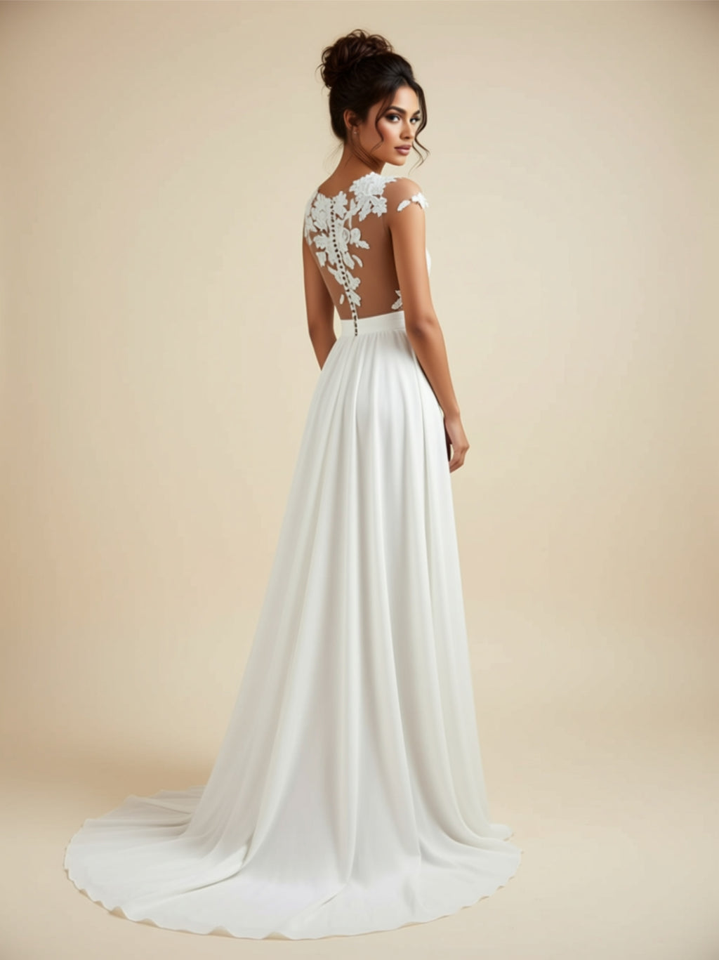 Floral Appliqué A‑Line Wedding Dress