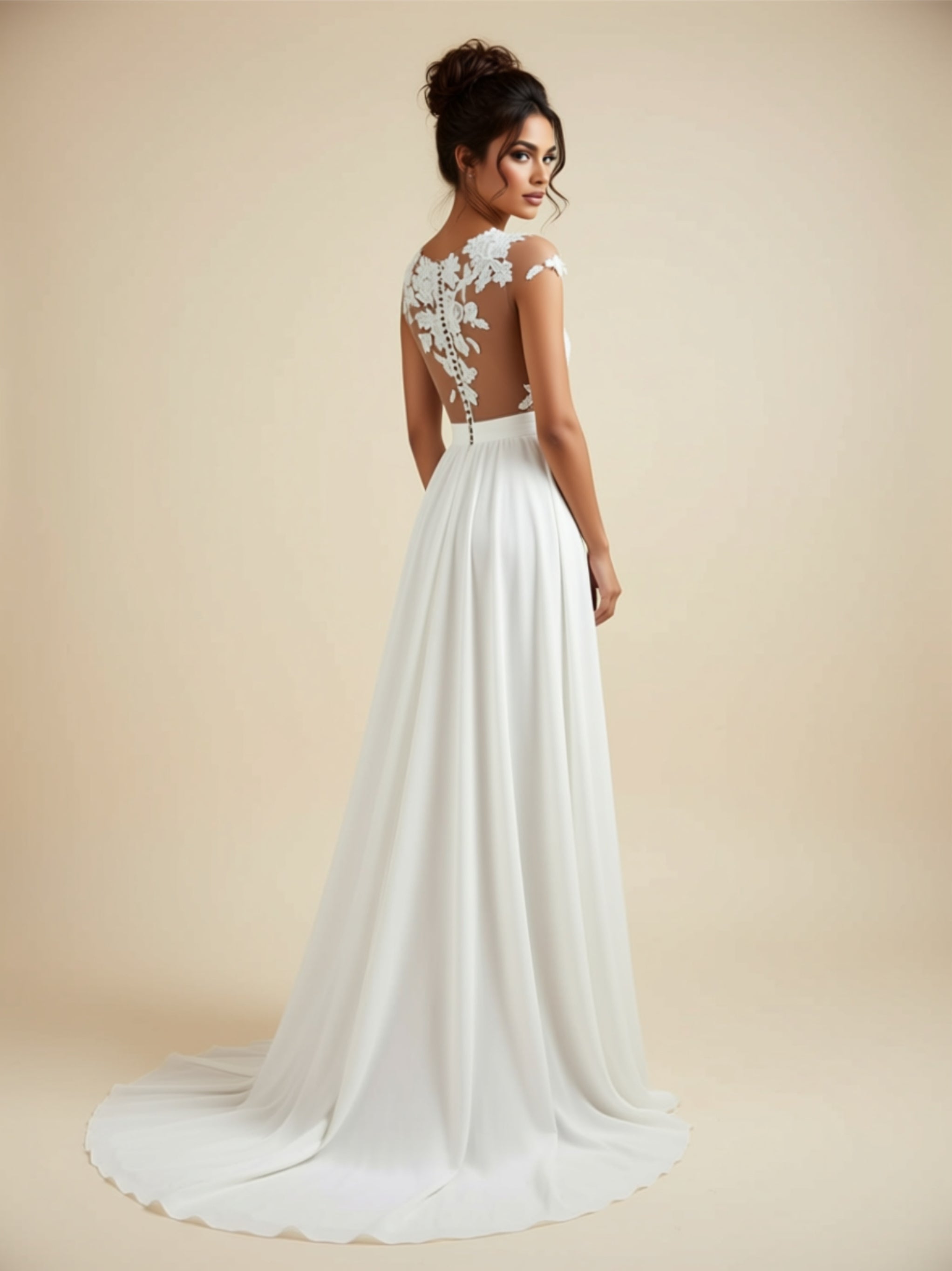 Floral Appliqué A‑Line Wedding Dress