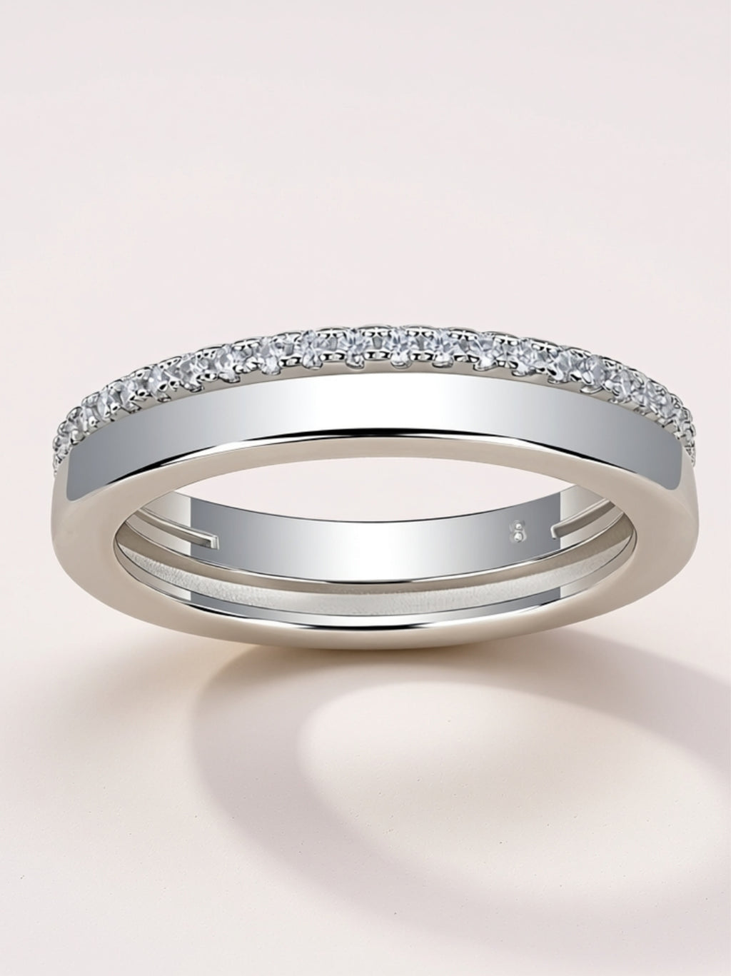 Double Ring Shadow Moissanite Wedding Band