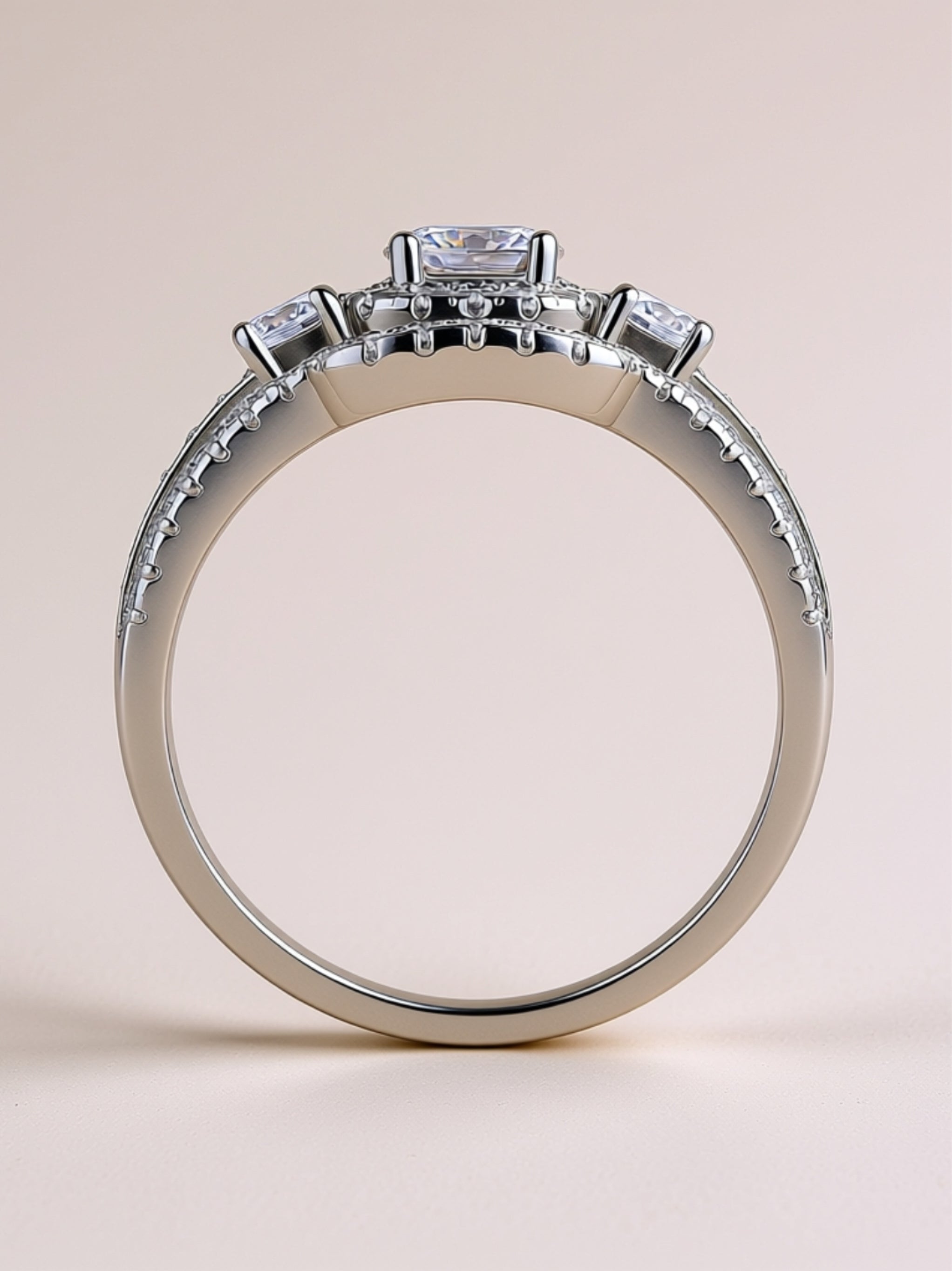 Moissanite Triple‑Halo Engagement Ring