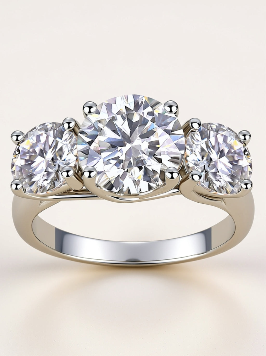 3 Carat Three‑Stone Moissanite Engagement Ring
