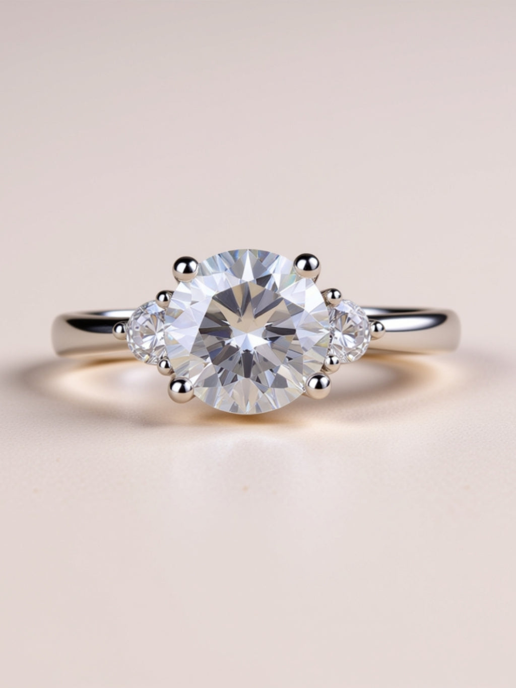 2 Carat Three‑Stone Moissanite Engagement Ring