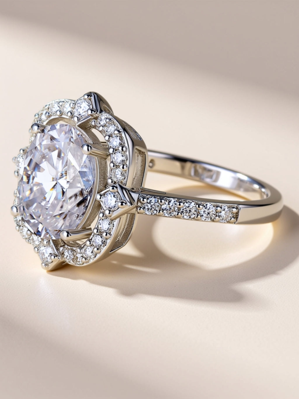 Egg‑Shaped Moissanite Halo Engagement Ring
