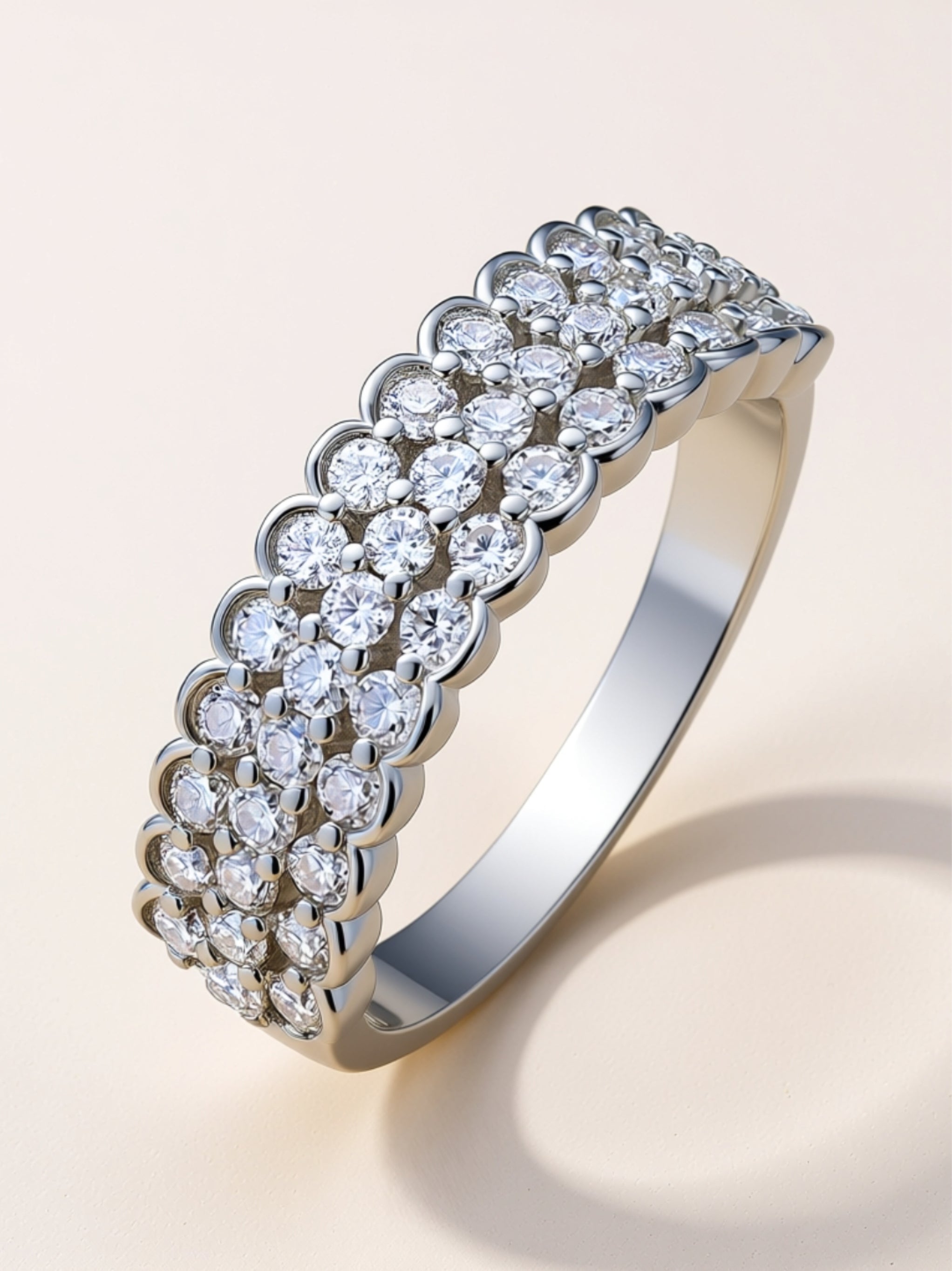 Triple Row Moissanite Band