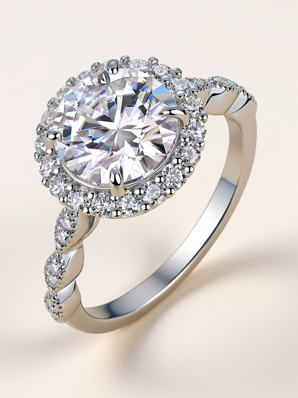 3 Carat Moissanite Halo Engagement Ring