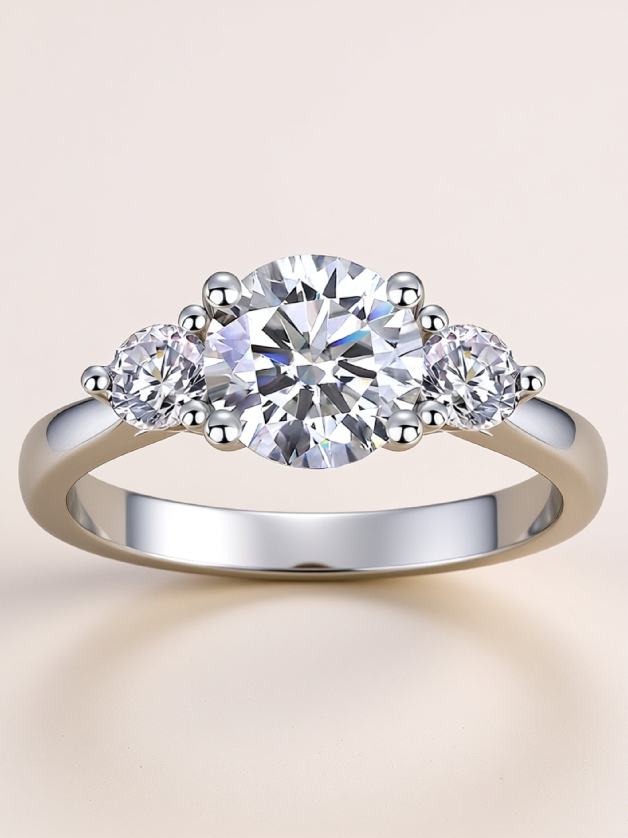 2‑Carat Three‑Stone Moissanite Ring