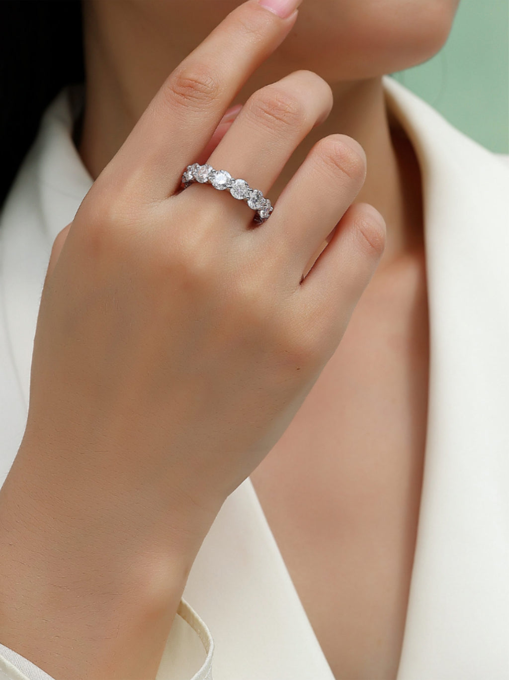 Round Moissanite Eternity Band