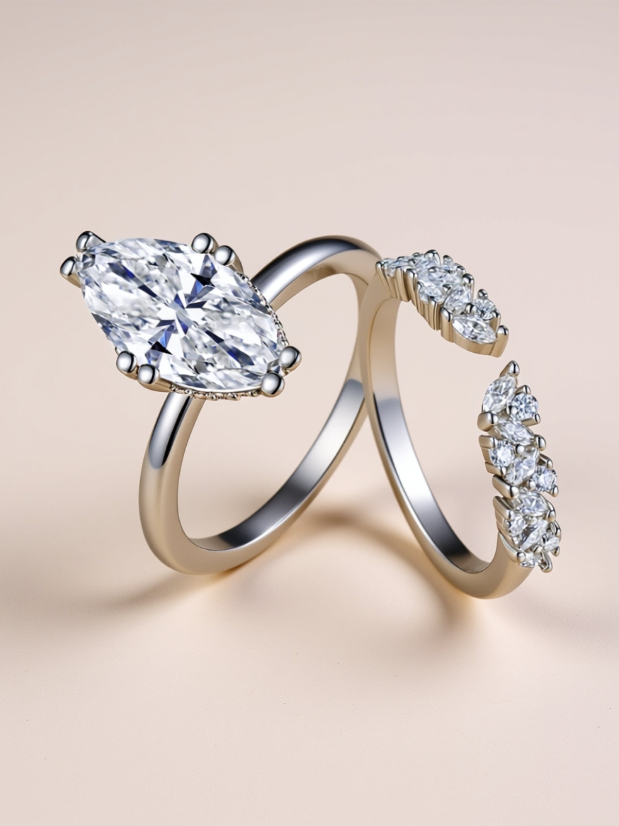 Marquise Moissanite Ring Set