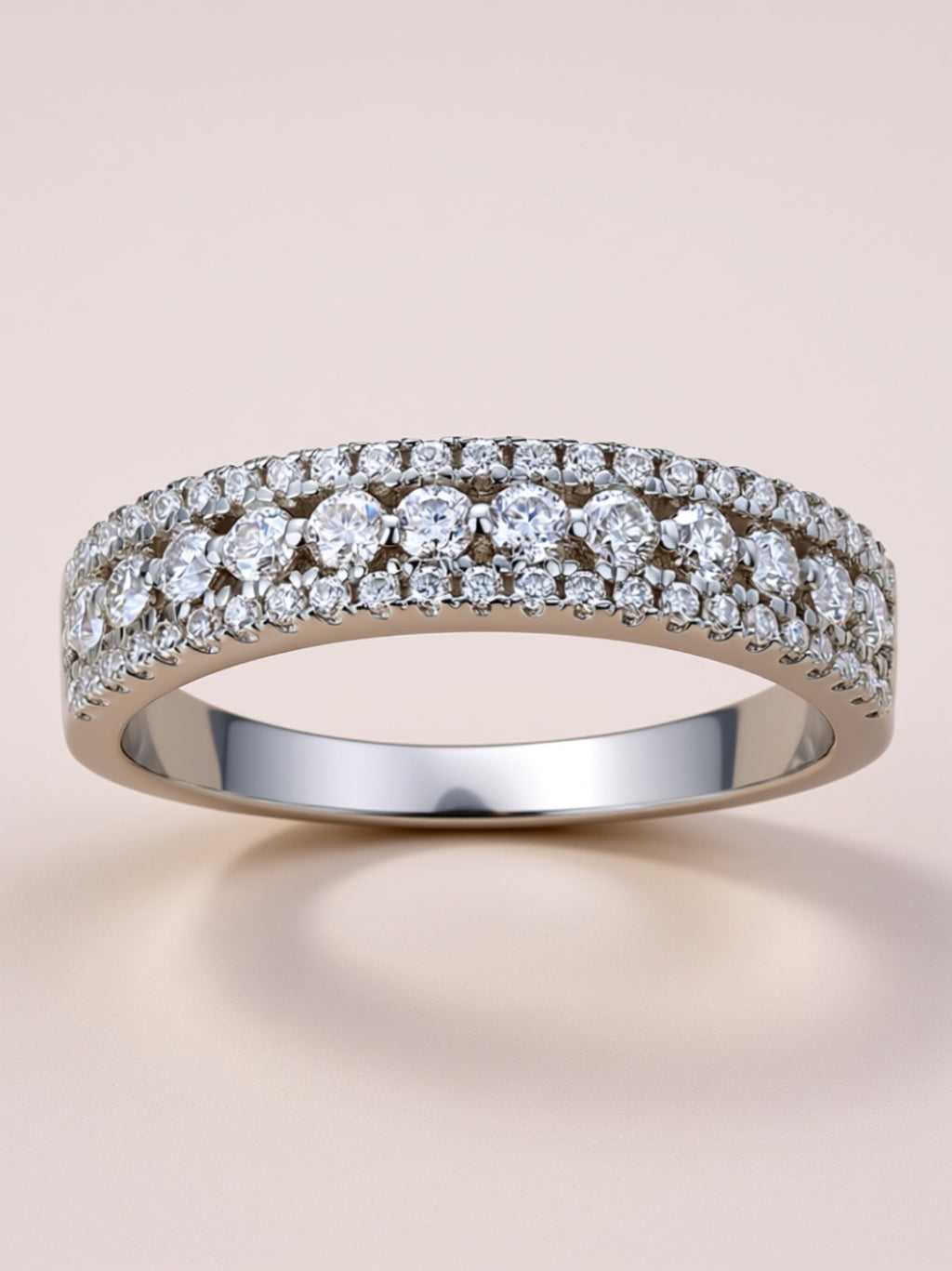 Triple‑Row Moissanite Pavé Band