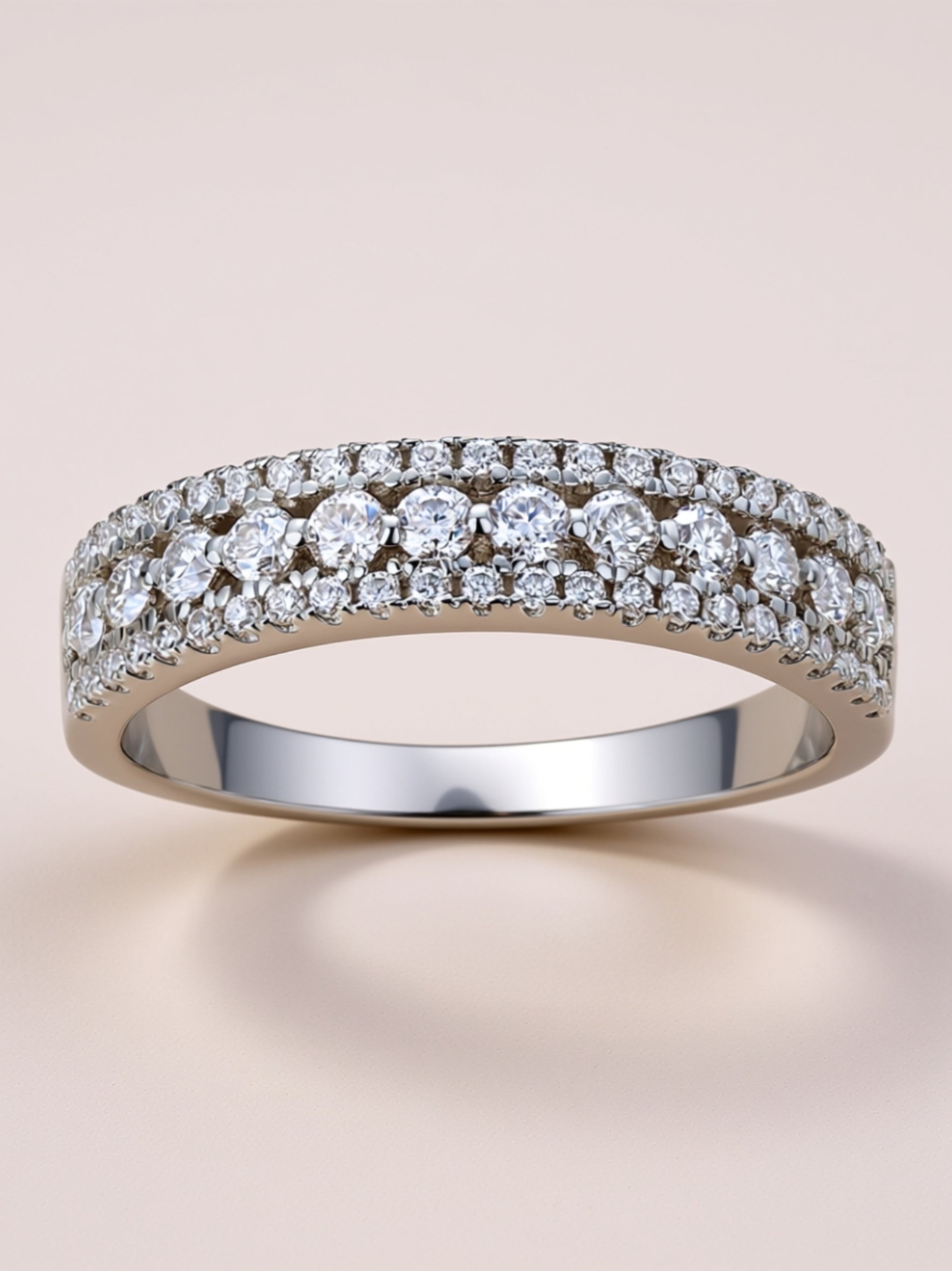 Triple‑Row Moissanite Pavé Band