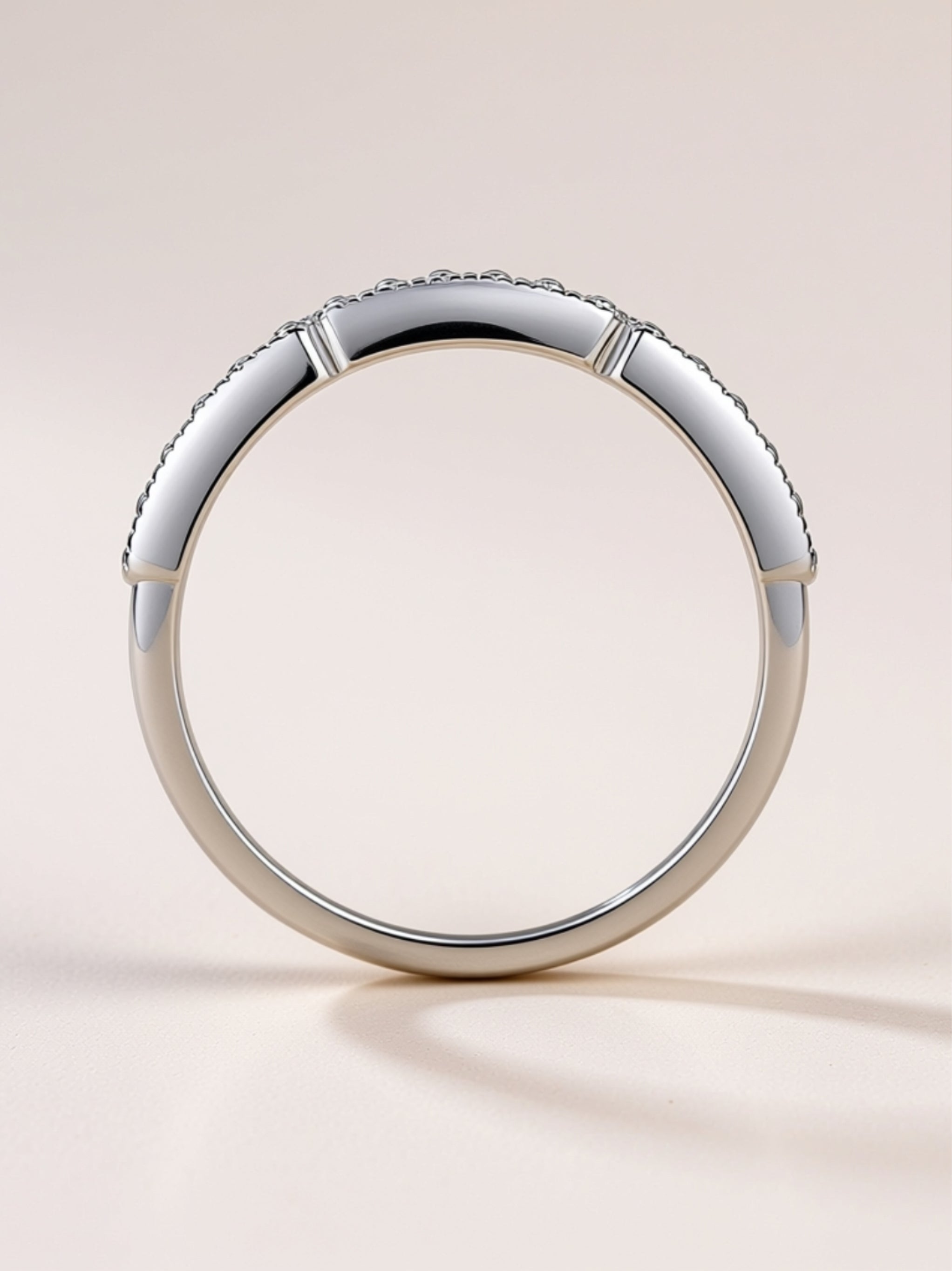 S925 Platinum‑Plated Double‑Row Moissanite Band