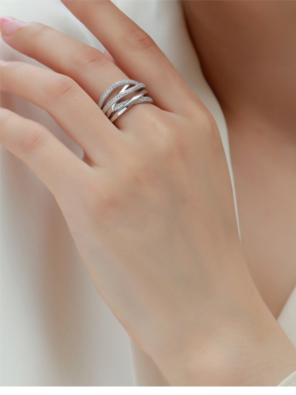 Crisscross Moissanite Band Ring