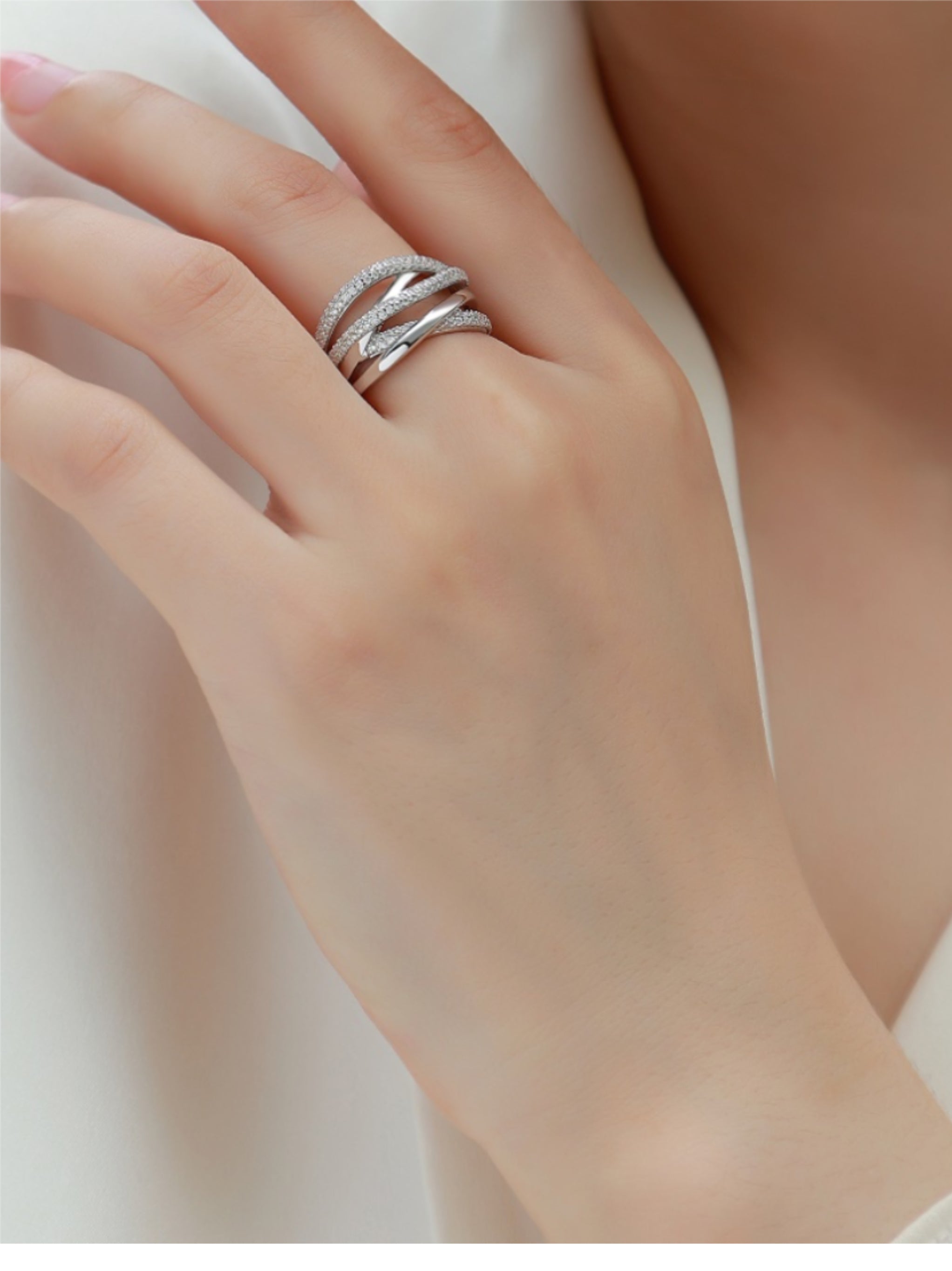 Crisscross Moissanite Band Ring
