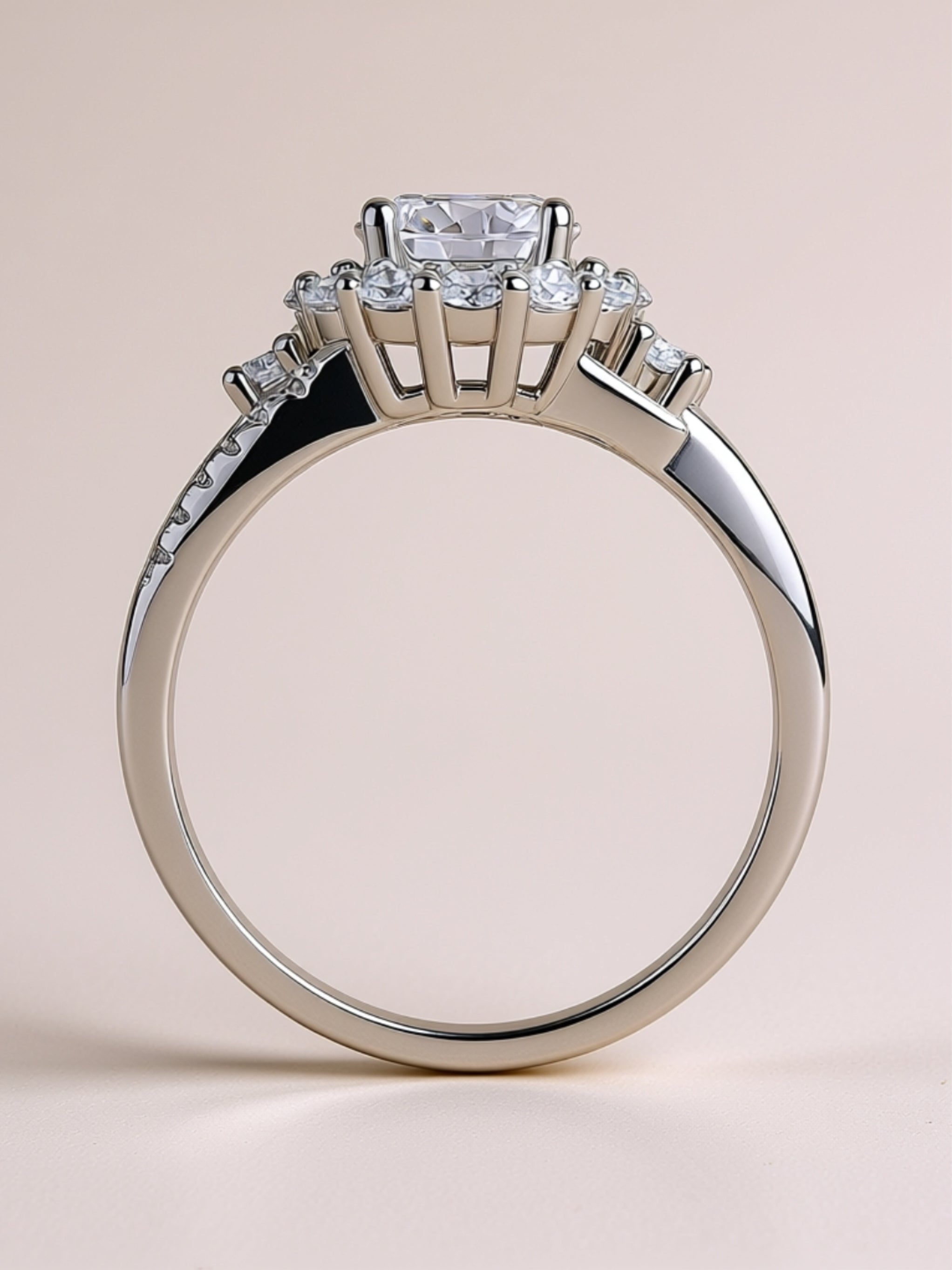 2 Carat Moissanite Halo Engagement Ring