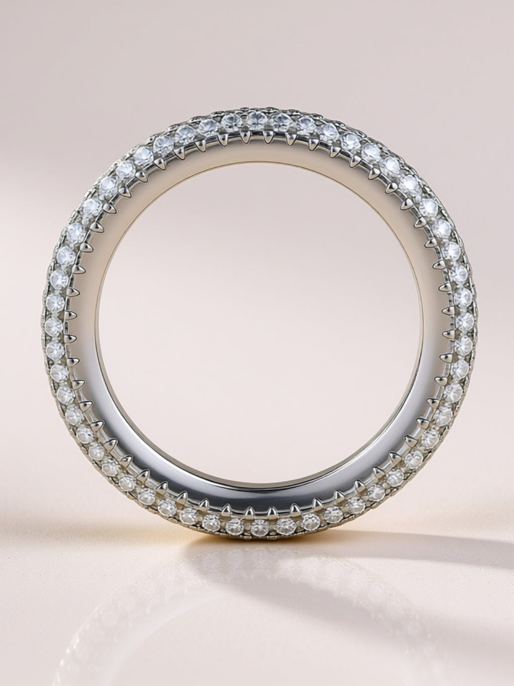 Wide Multi‑Row Moissanite Eternity Band