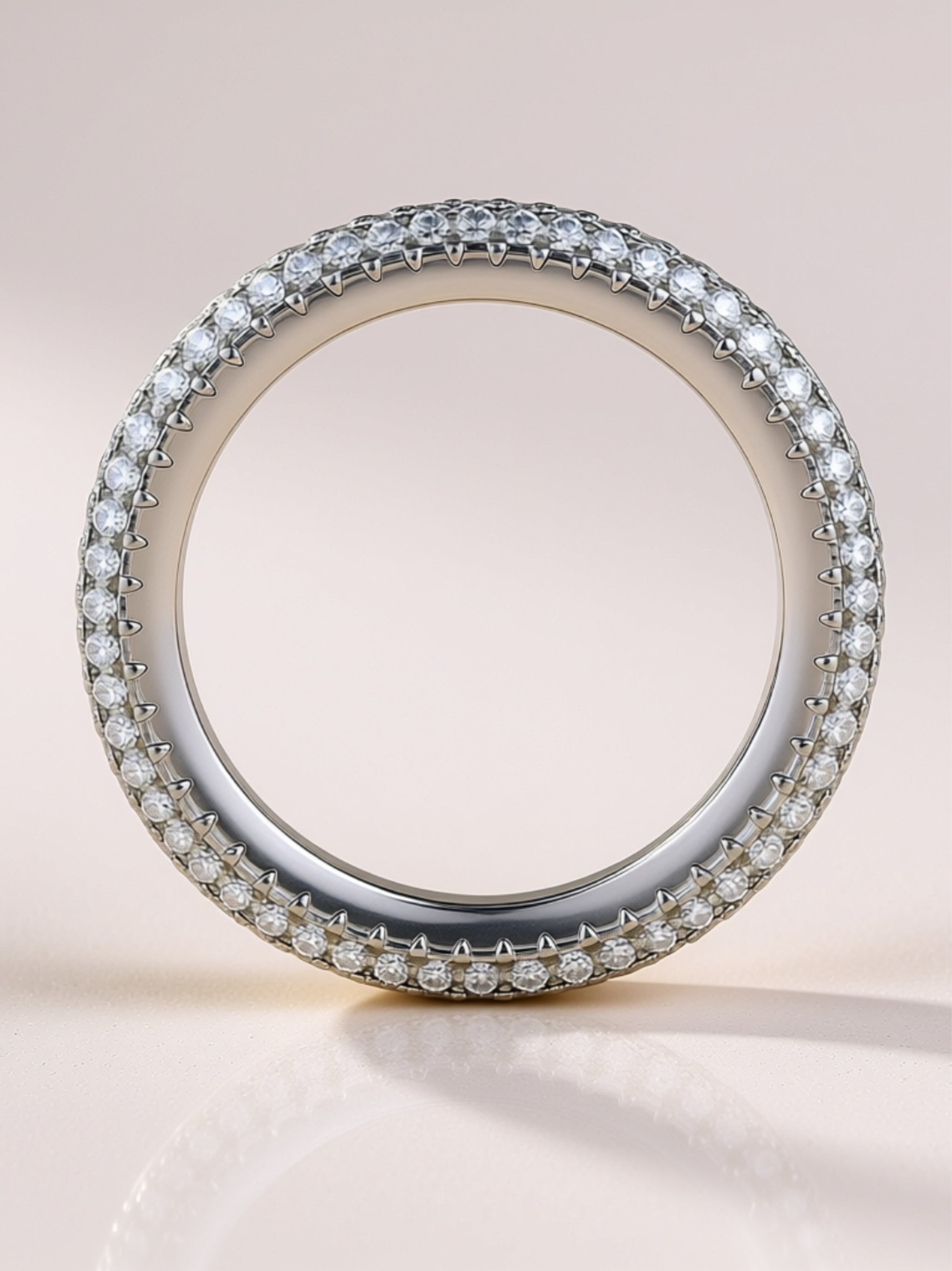Wide Multi‑Row Moissanite Eternity Band