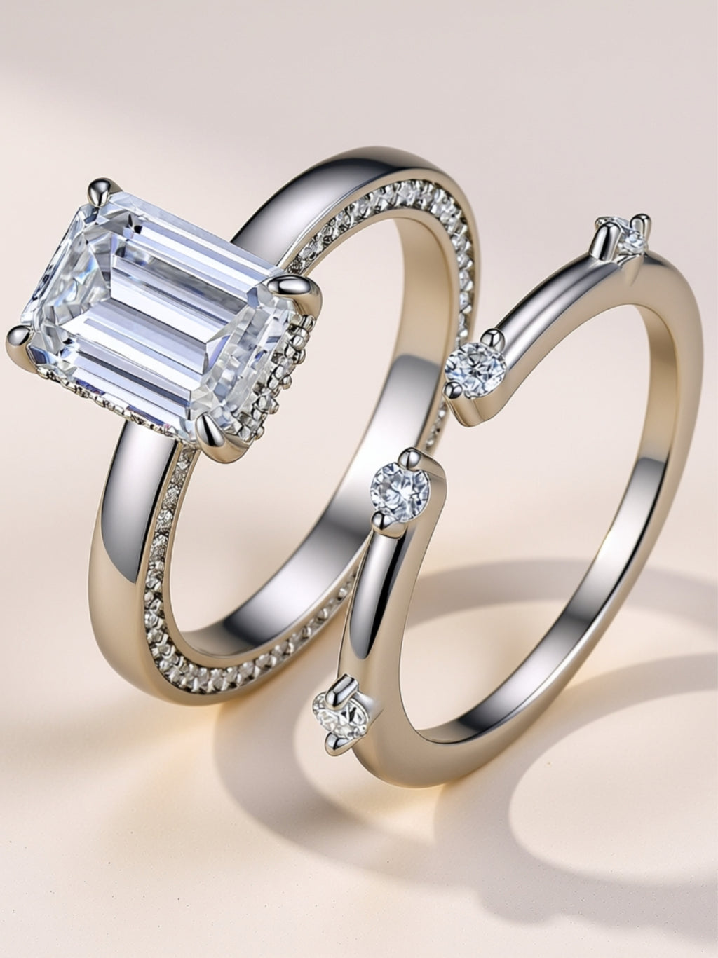 Octagonal Moissanite Ring Set