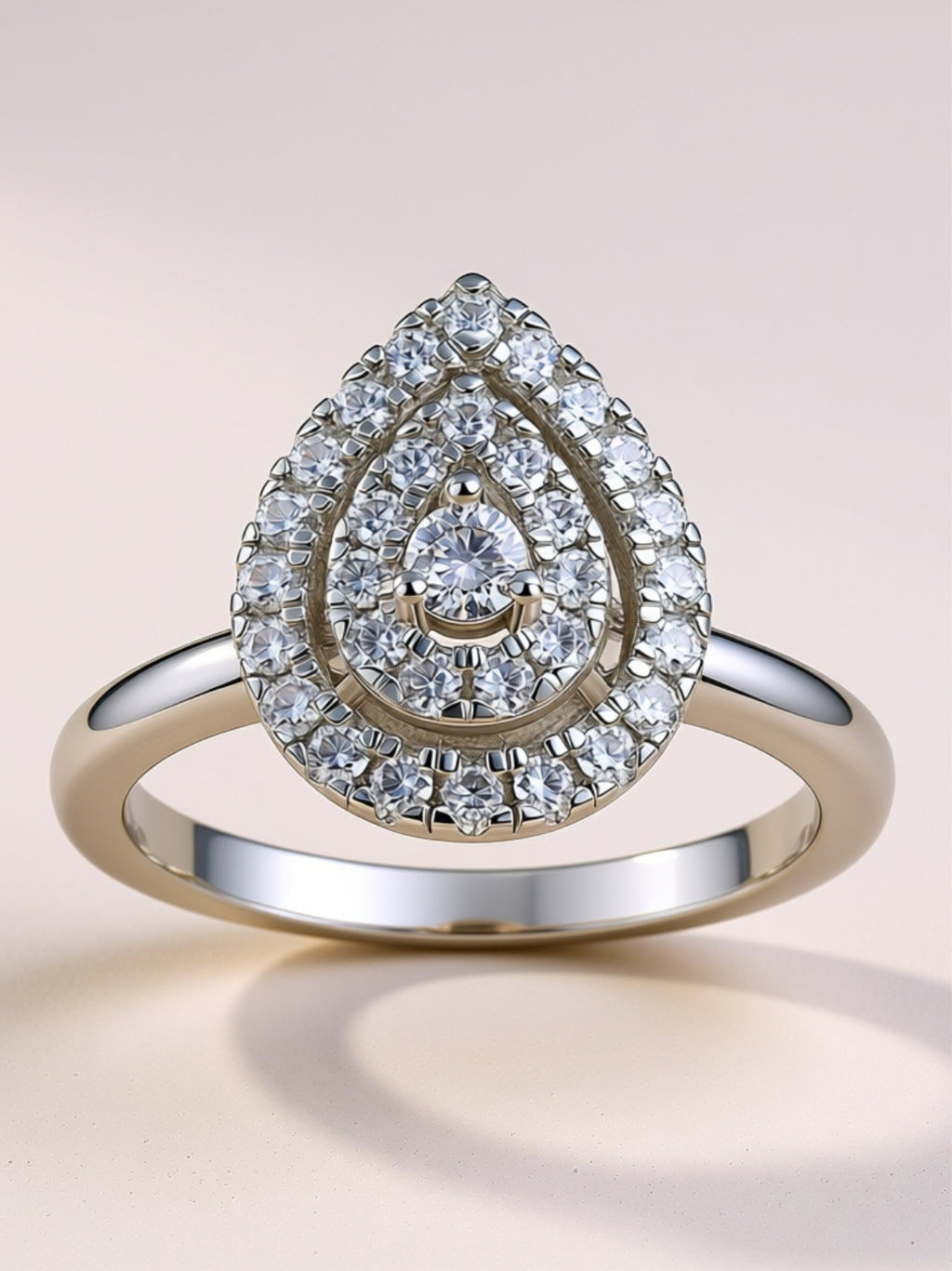 Teardrop Halo Moissanite Ring in Gold‑Plated S925 Silver