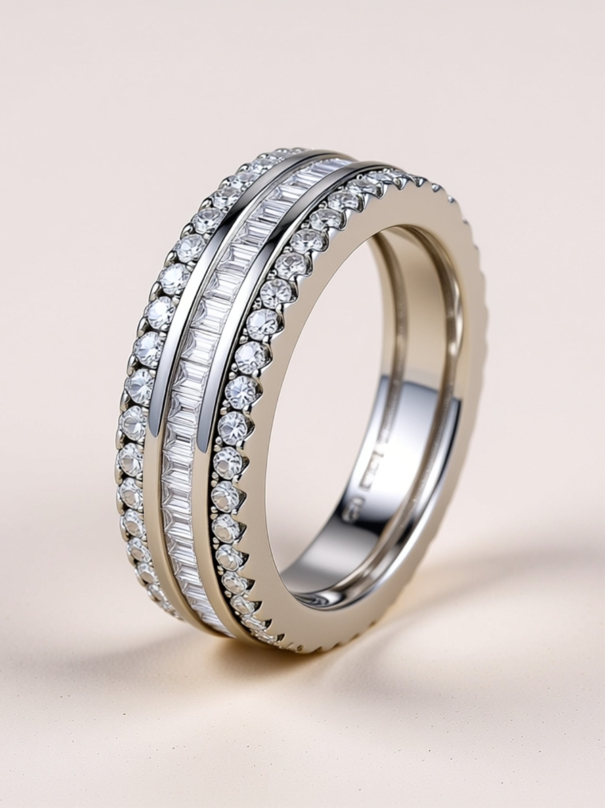 Triple Row Moissanite Eternity Band