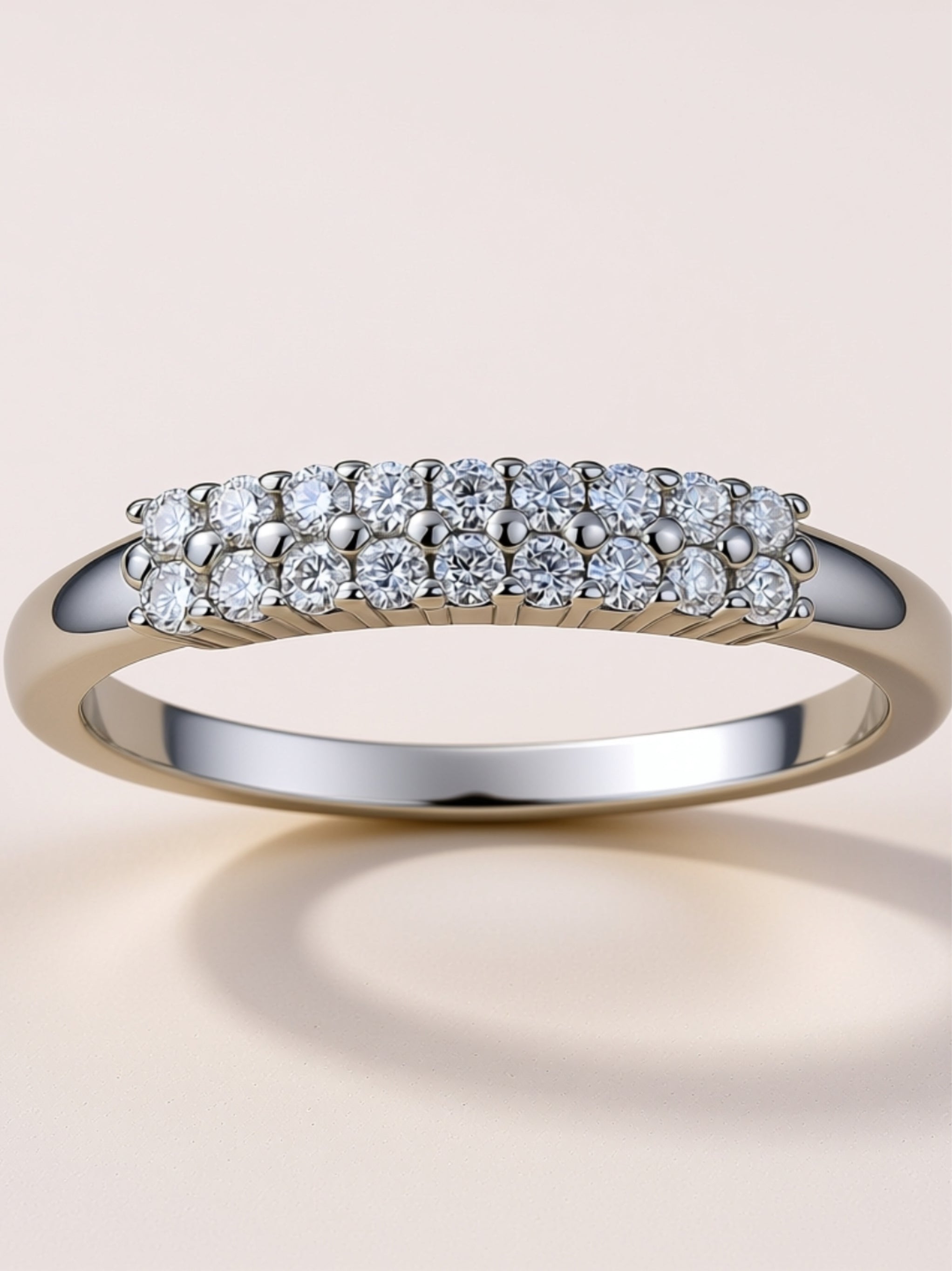 Triple‑Row Moissanite Band Ring