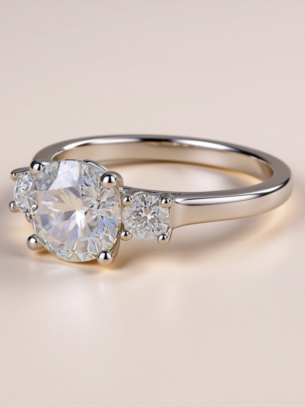 2CT Three‑Stone Moissanite Engagement Ring