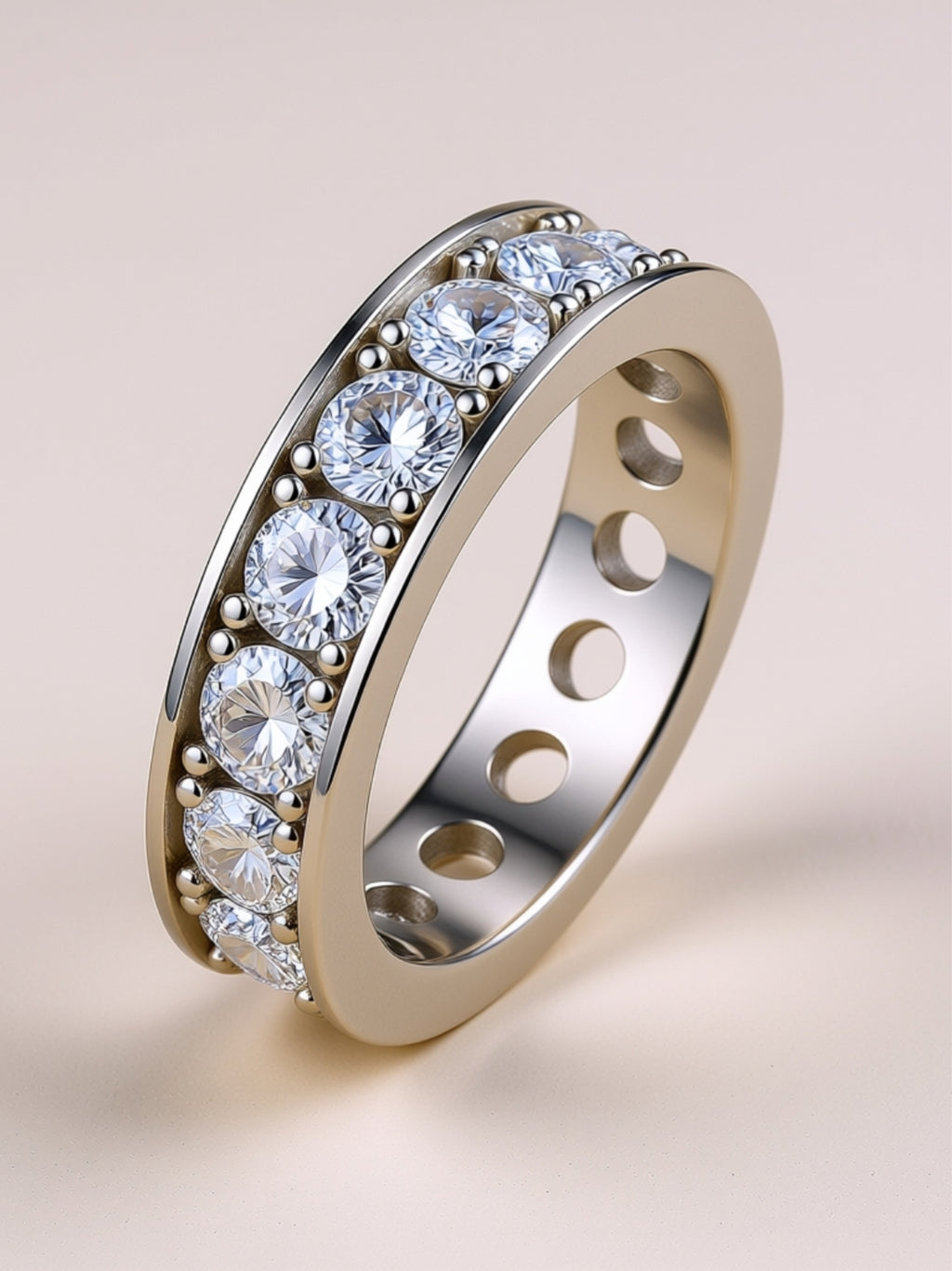 Moissanite Eternity Band in Platinum‑Plated S925 Silver