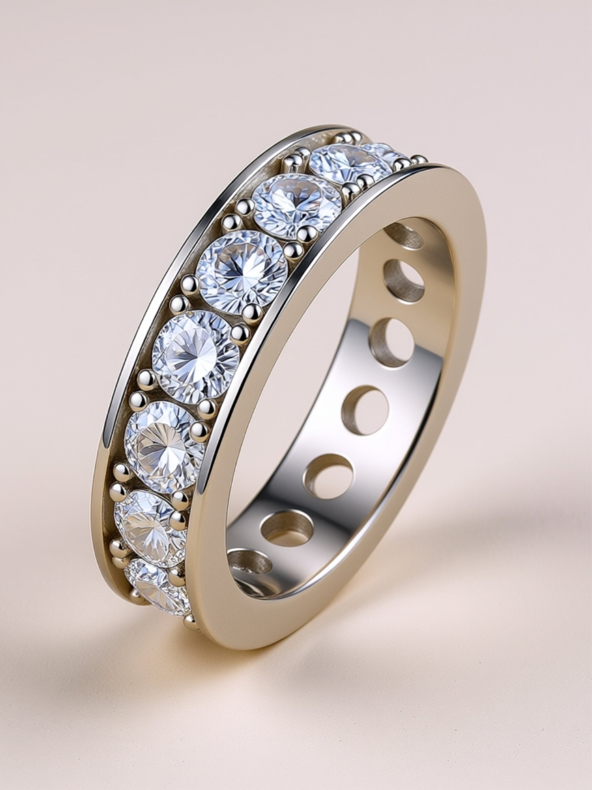 Moissanite Eternity Band in Platinum‑Plated S925 Silver