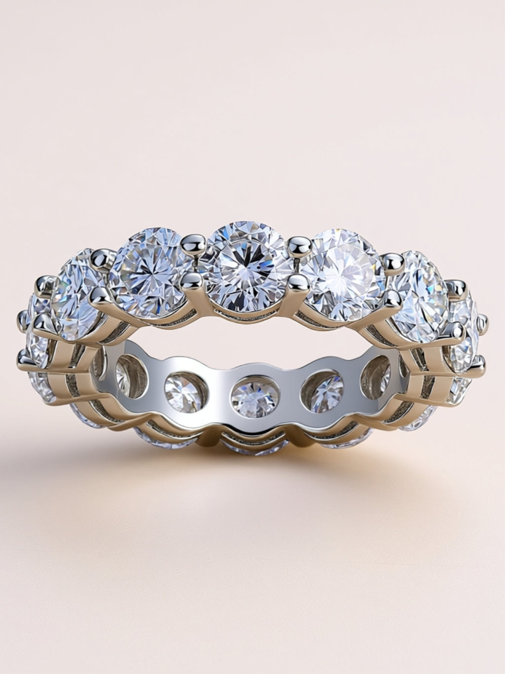 Large Round‑Cut Moissanite Eternity Band