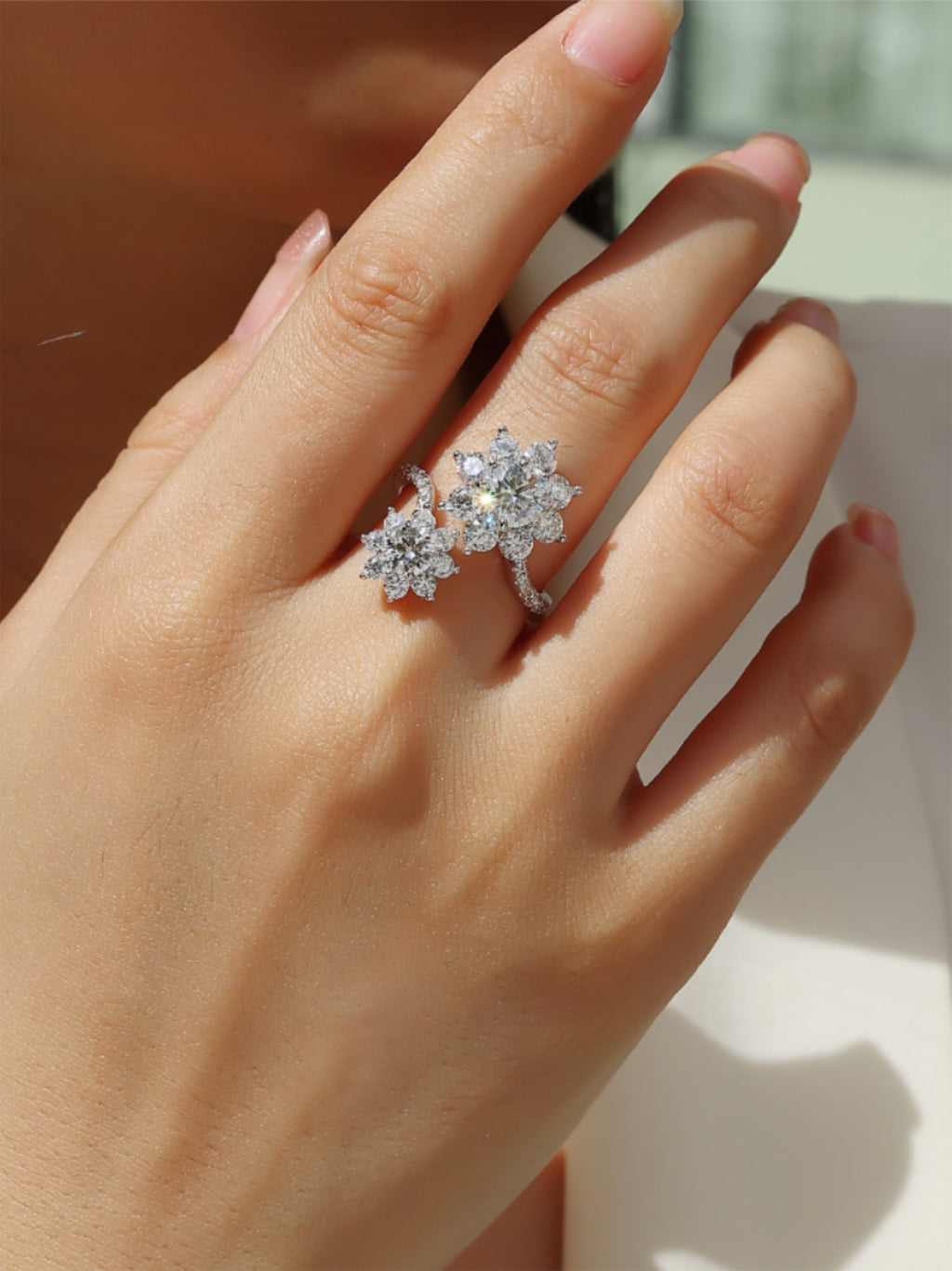 1 Carat Moissanite Floral Bypass Ring