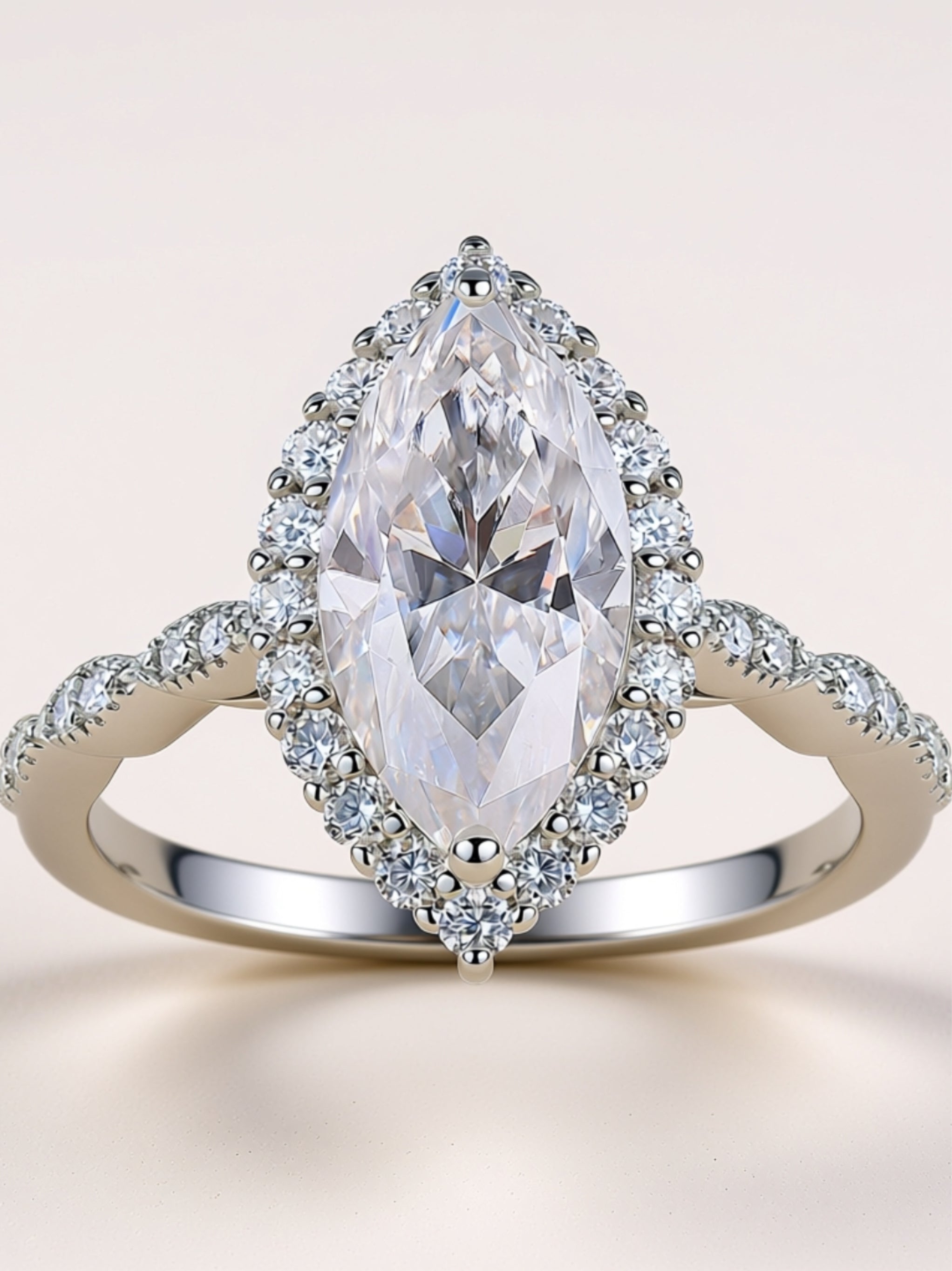 Marquise Moissanite Engagement Ring