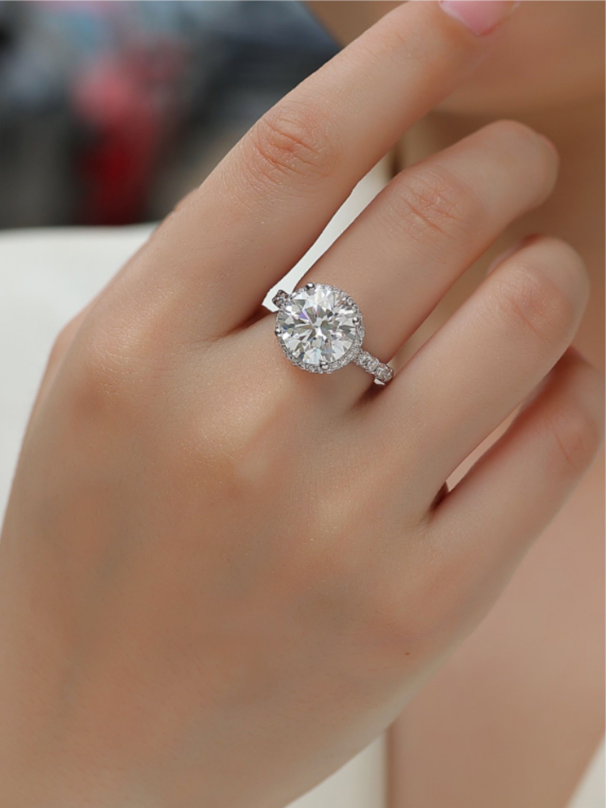 5 Carat Moissanite Halo Engagement Ring