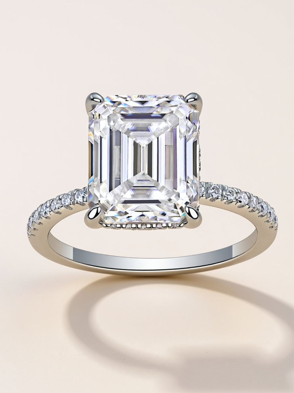 Emerald‑Cut Moissanite Engagement Ring