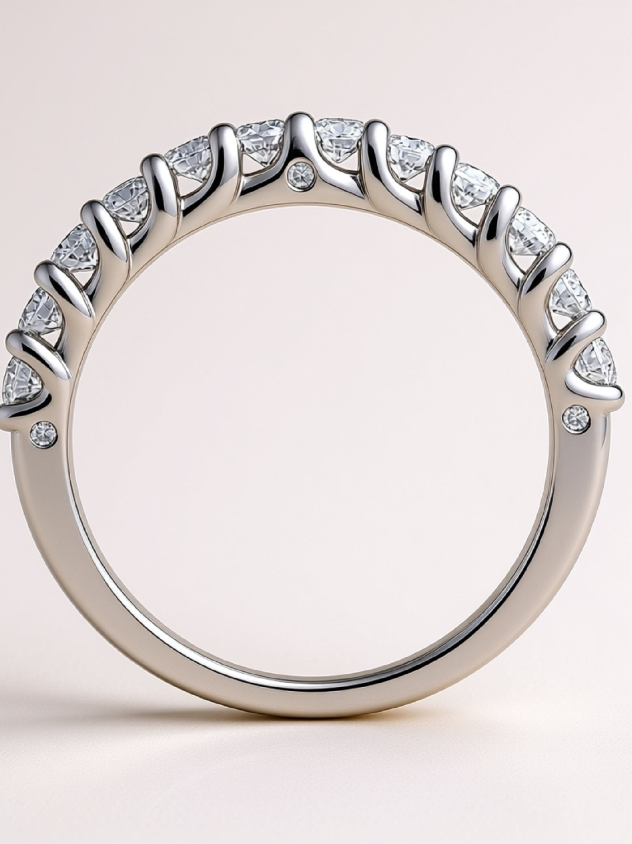 Round‑Cut Moissanite Half‑Eternity Band