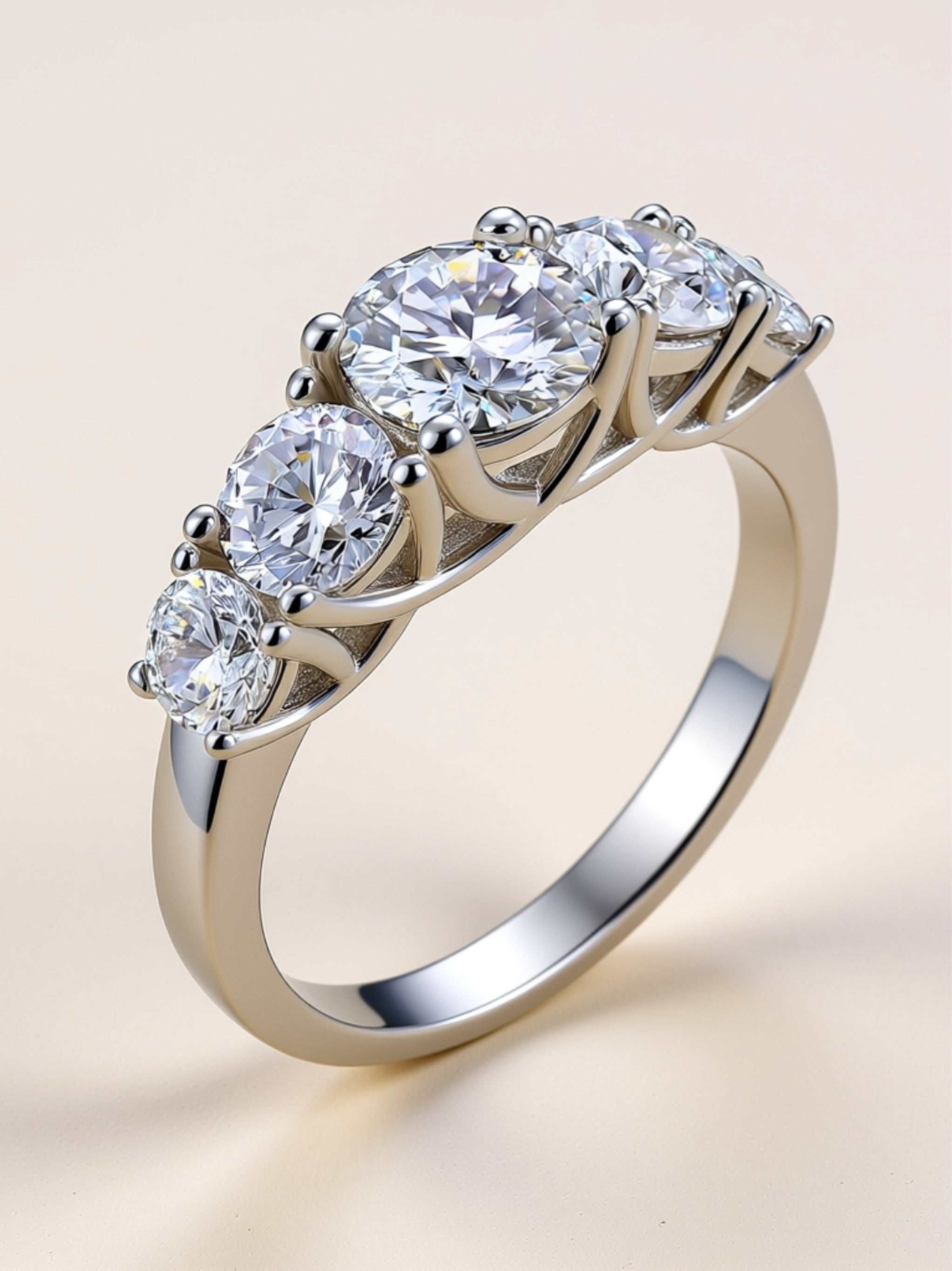 1 Carat Five‑Stone Moissanite Ring