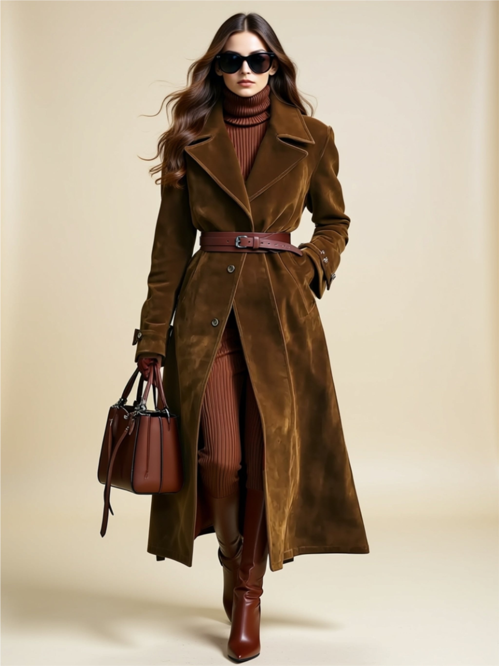 Long Belted Trench Coat