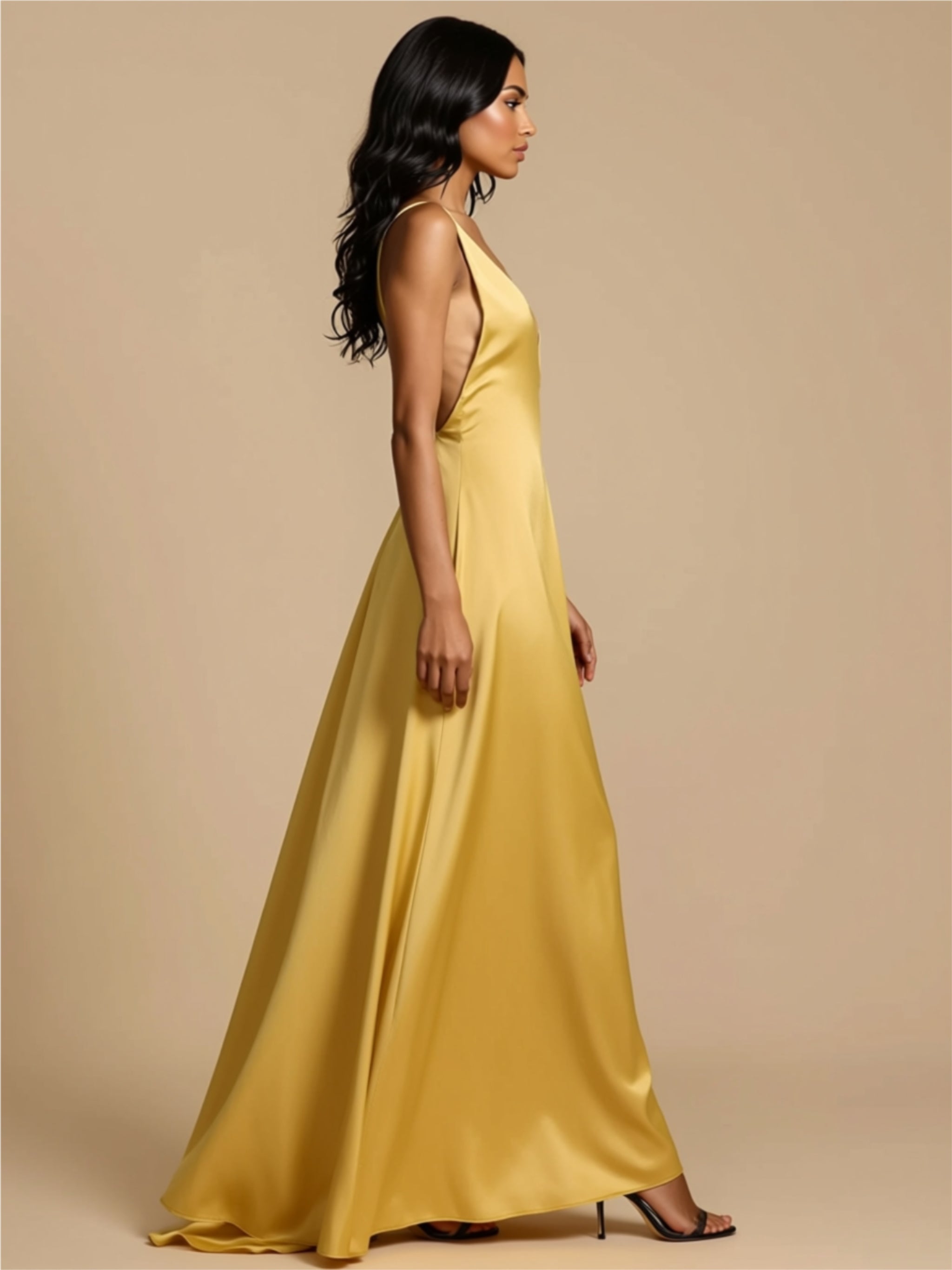 Backless Crisscross Maxi Dress with Deep V-Neck