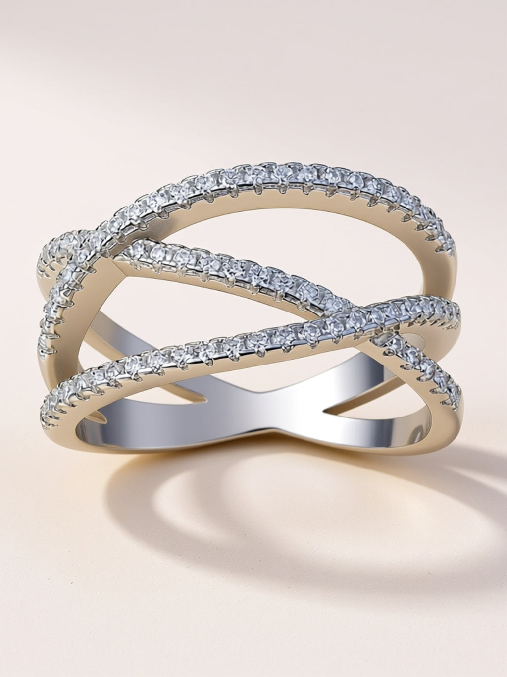 Platinum-Plated S925 Crisscross Moissanite Band