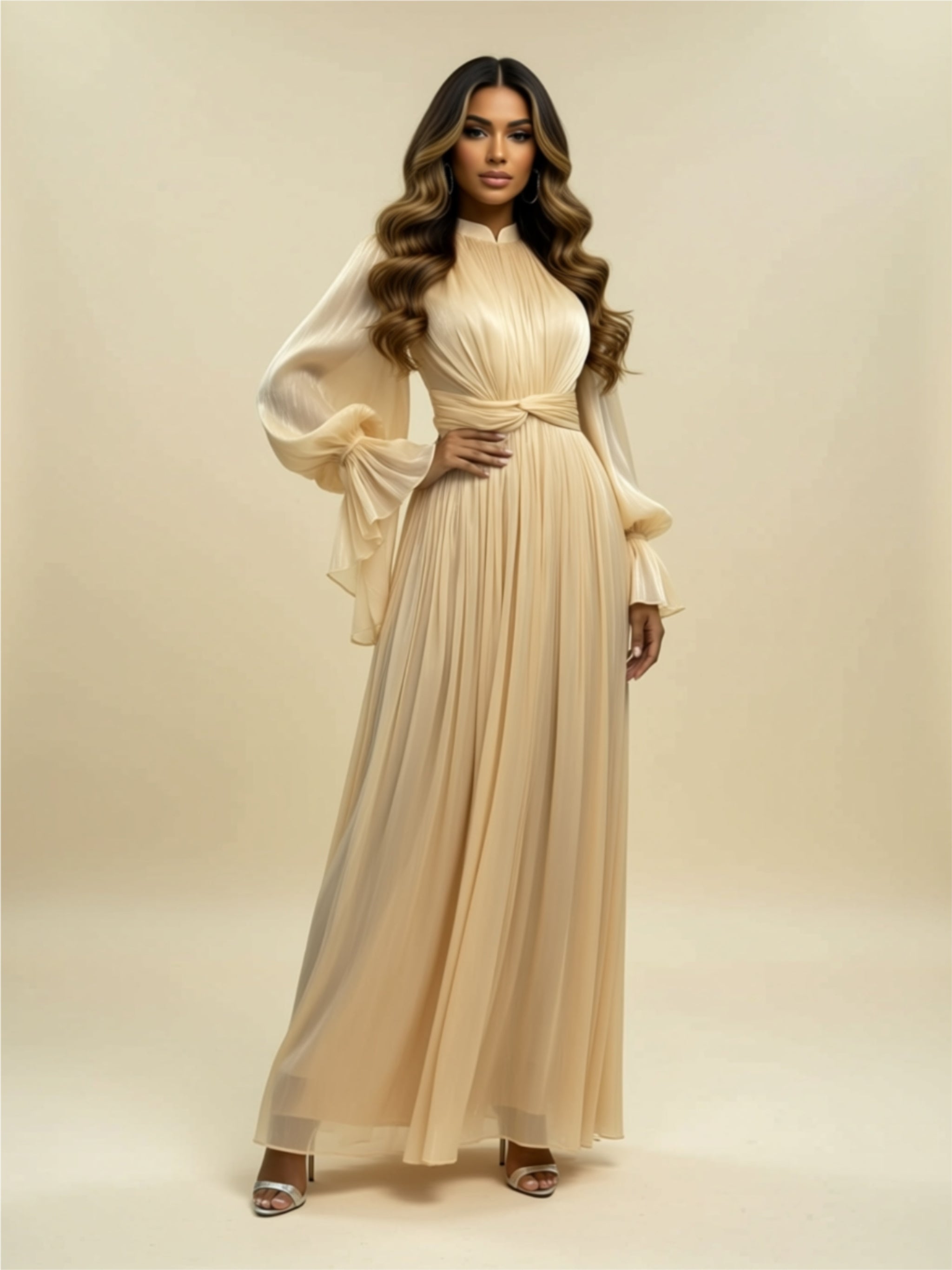 Elegant Pleated Maxi Gown