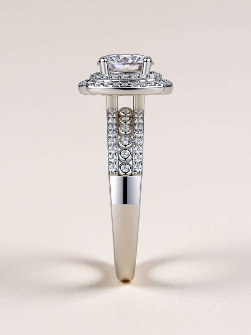 S925 Platinum‑Plated 1‑Carat Moissanite Halo Engagement Ring