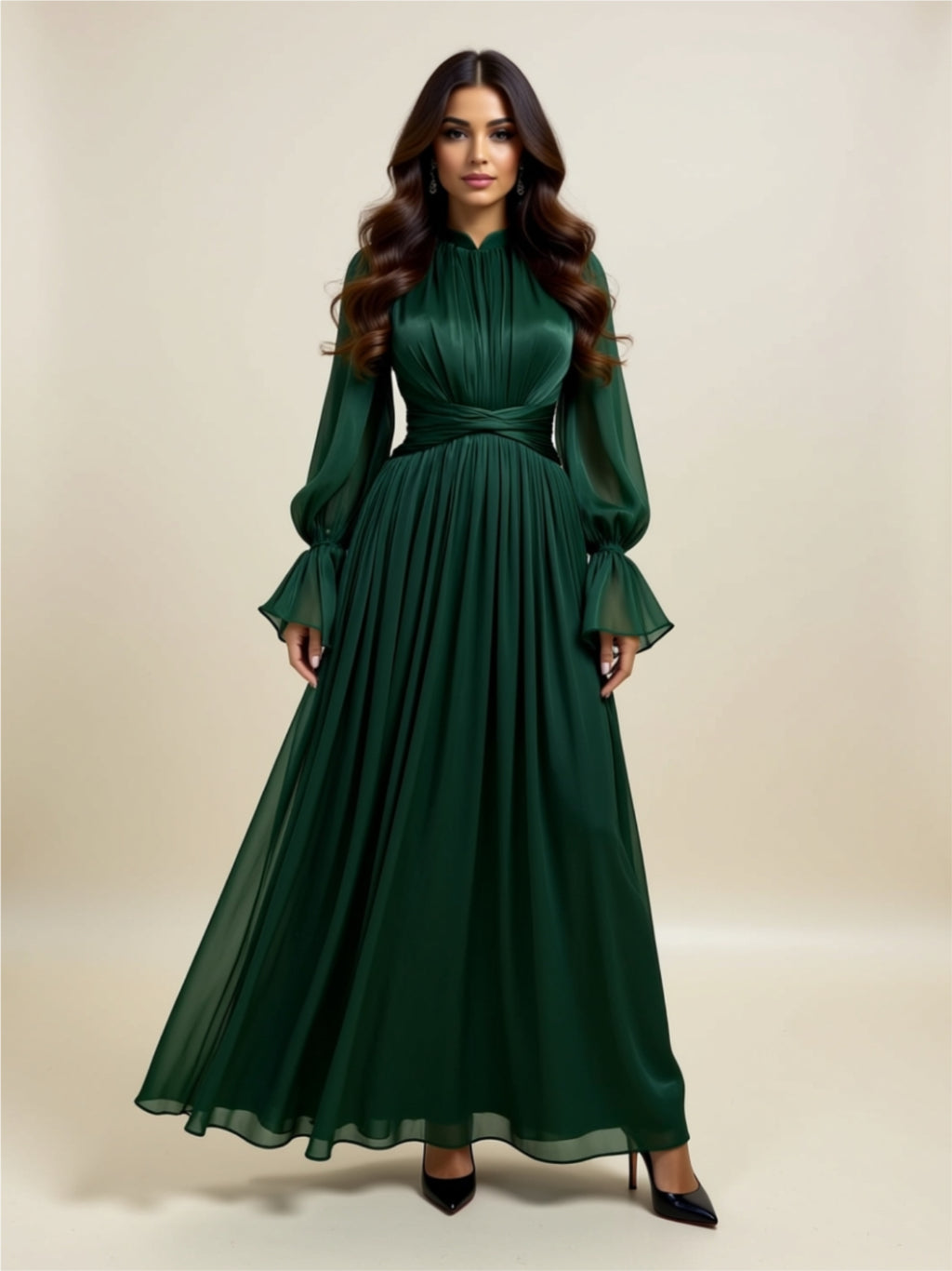 Elegant Pleated Maxi Gown
