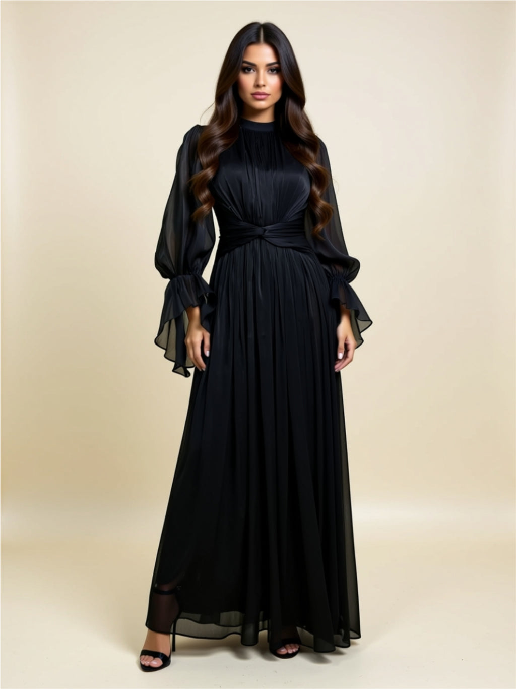 Elegant Pleated Maxi Gown