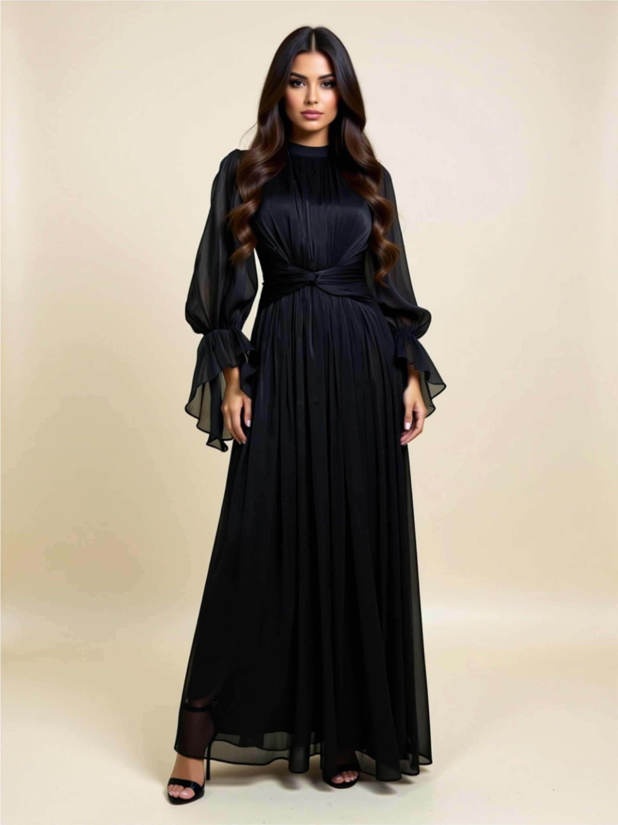Elegant Pleated Maxi Gown