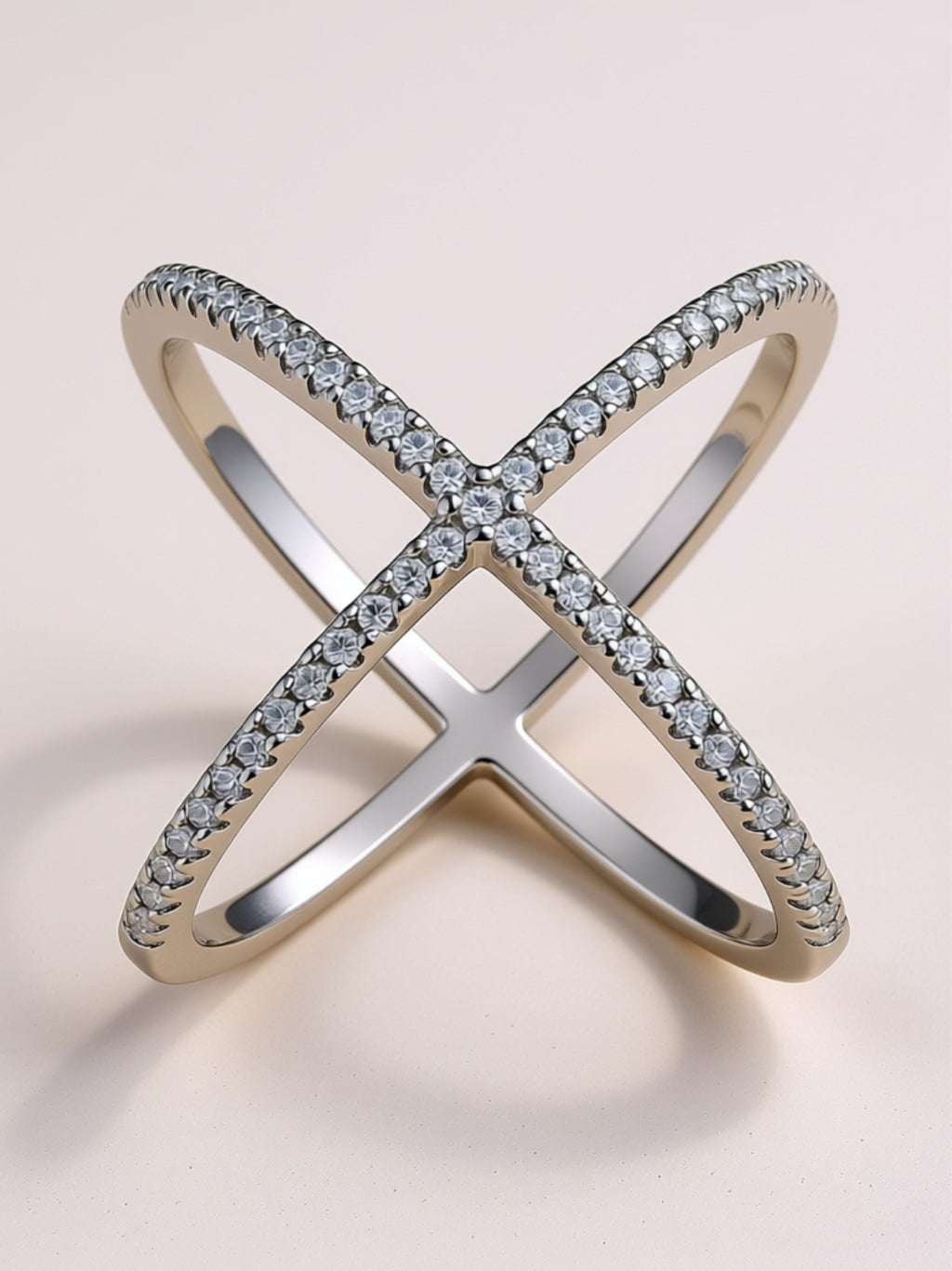 Platinum-Plated S925 Moissanite X-Band Ring