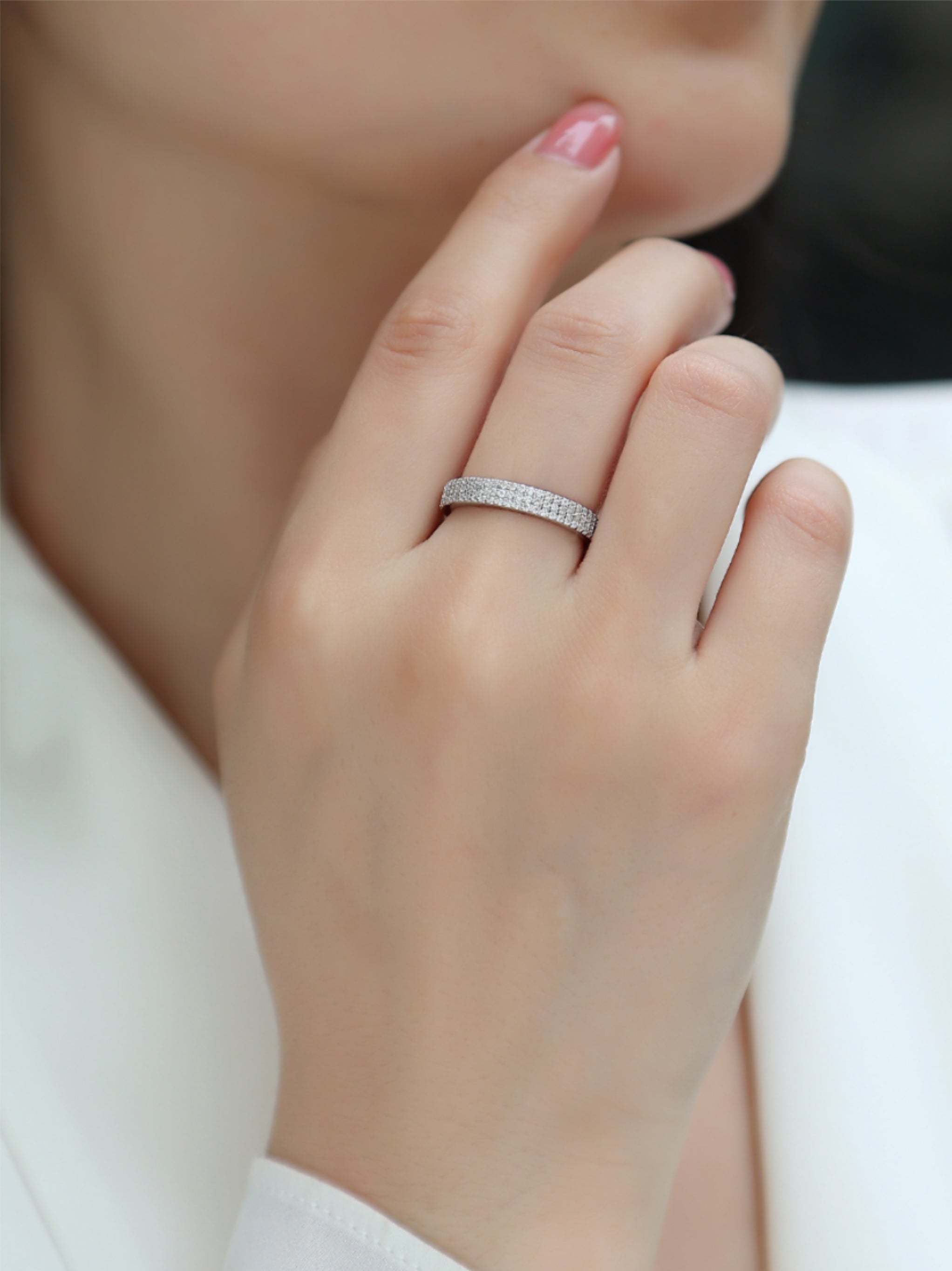 Dainty Moissanite Pave Band Ring