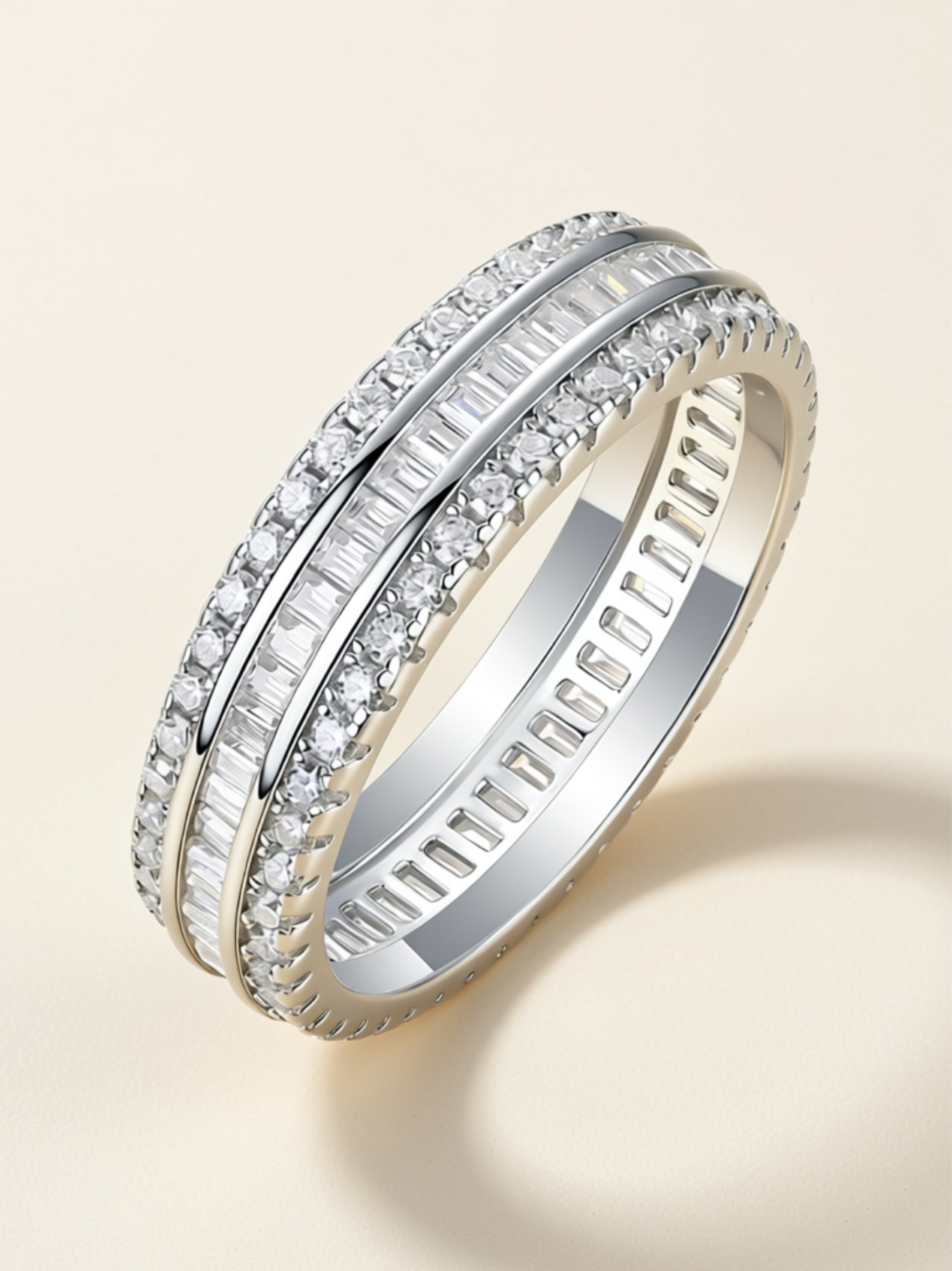 Triple Row Moissanite Eternity Band