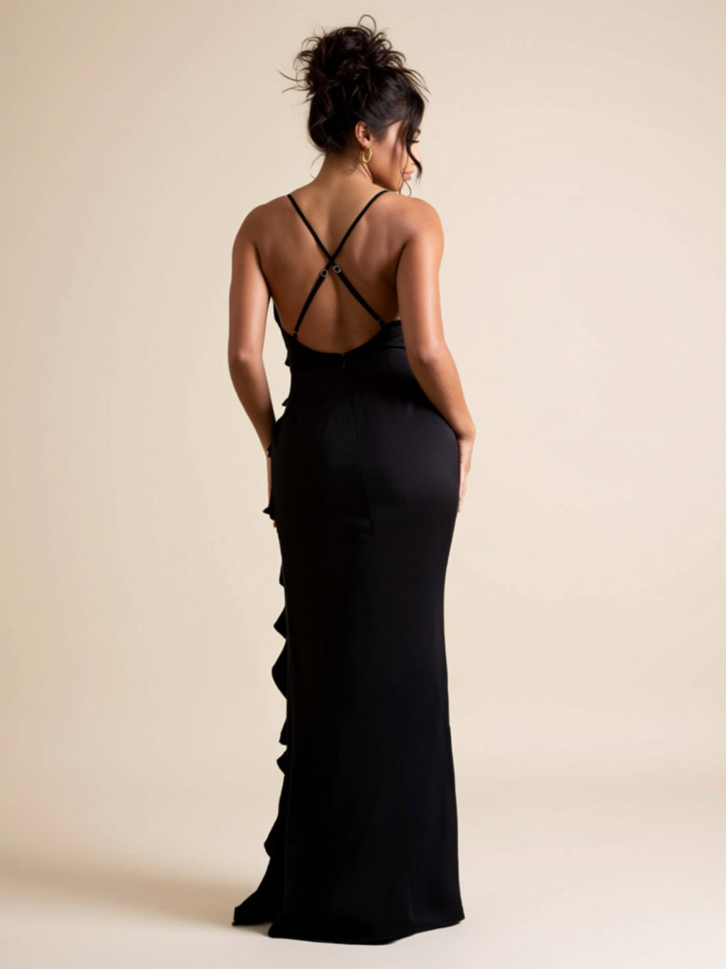Ruffle Slit Maxi Dress