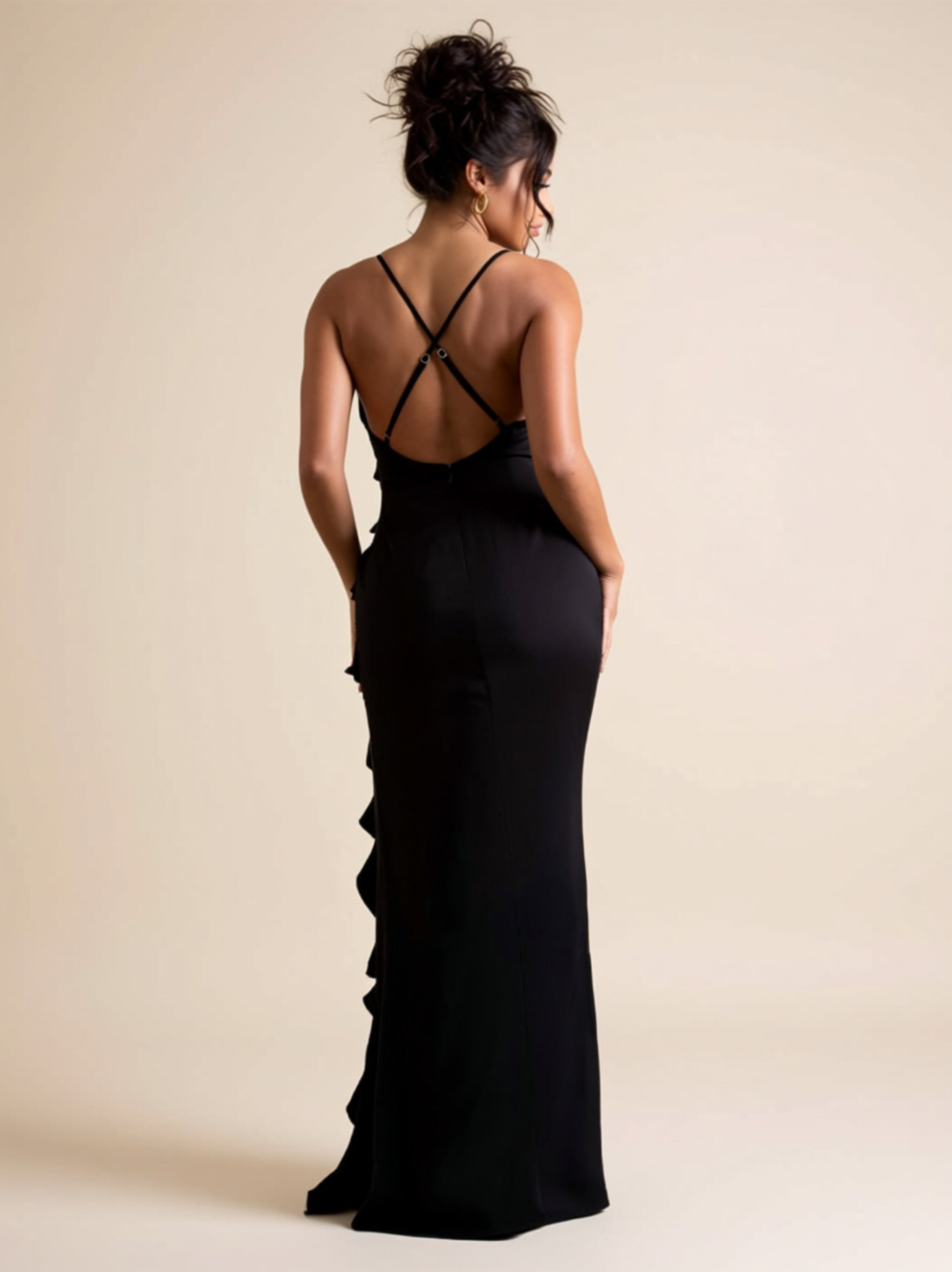 Ruffle Slit Maxi Dress