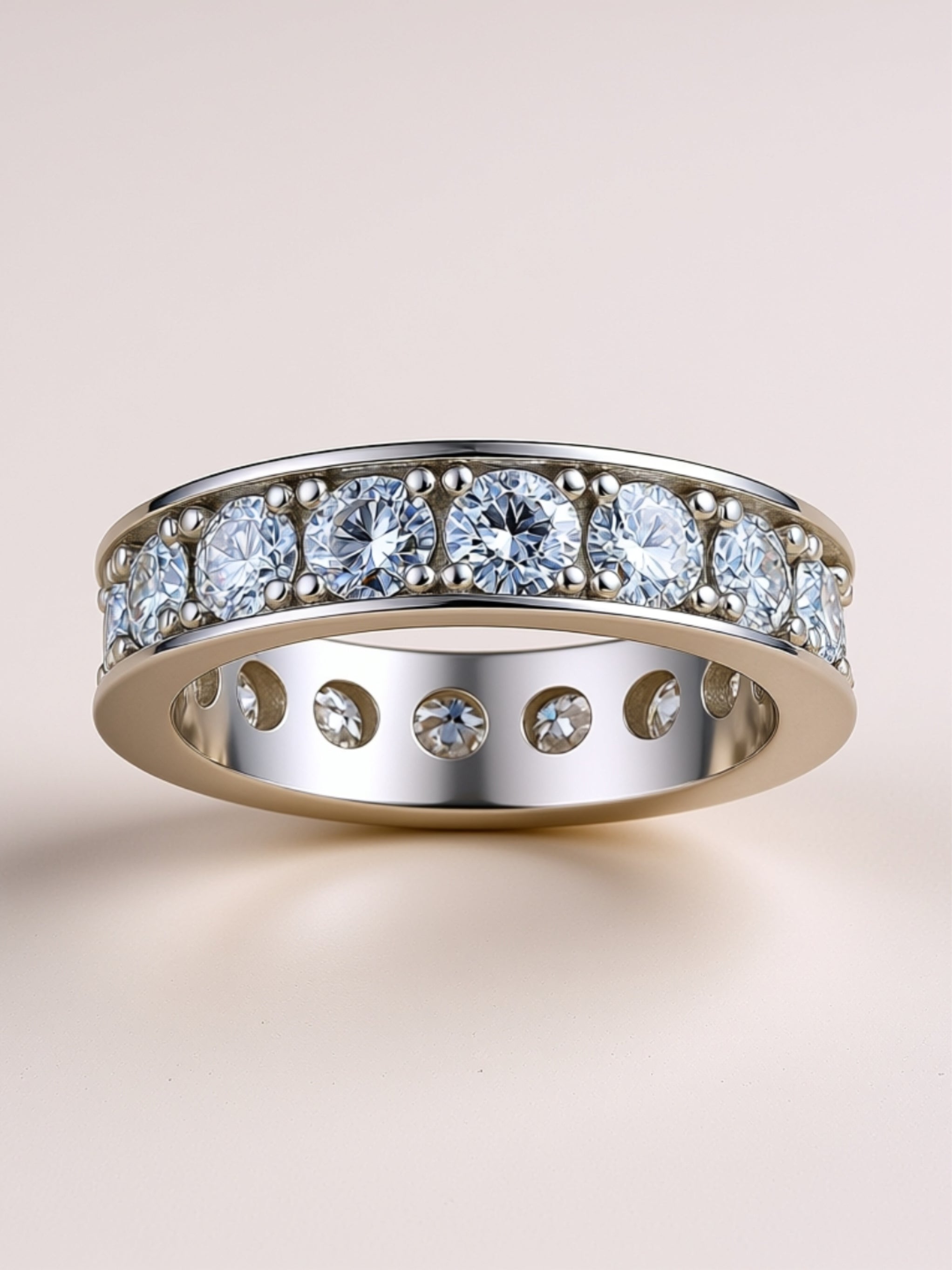 Moissanite Eternity Band in Platinum‑Plated S925 Silver